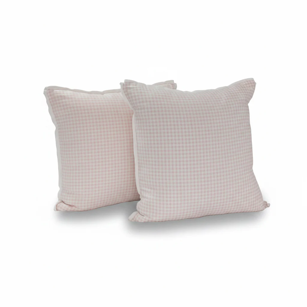24”x24” Throw Pillow ( Set of 2) - Pink Gingham Fabric - Custom Upholstered Accent Pillows