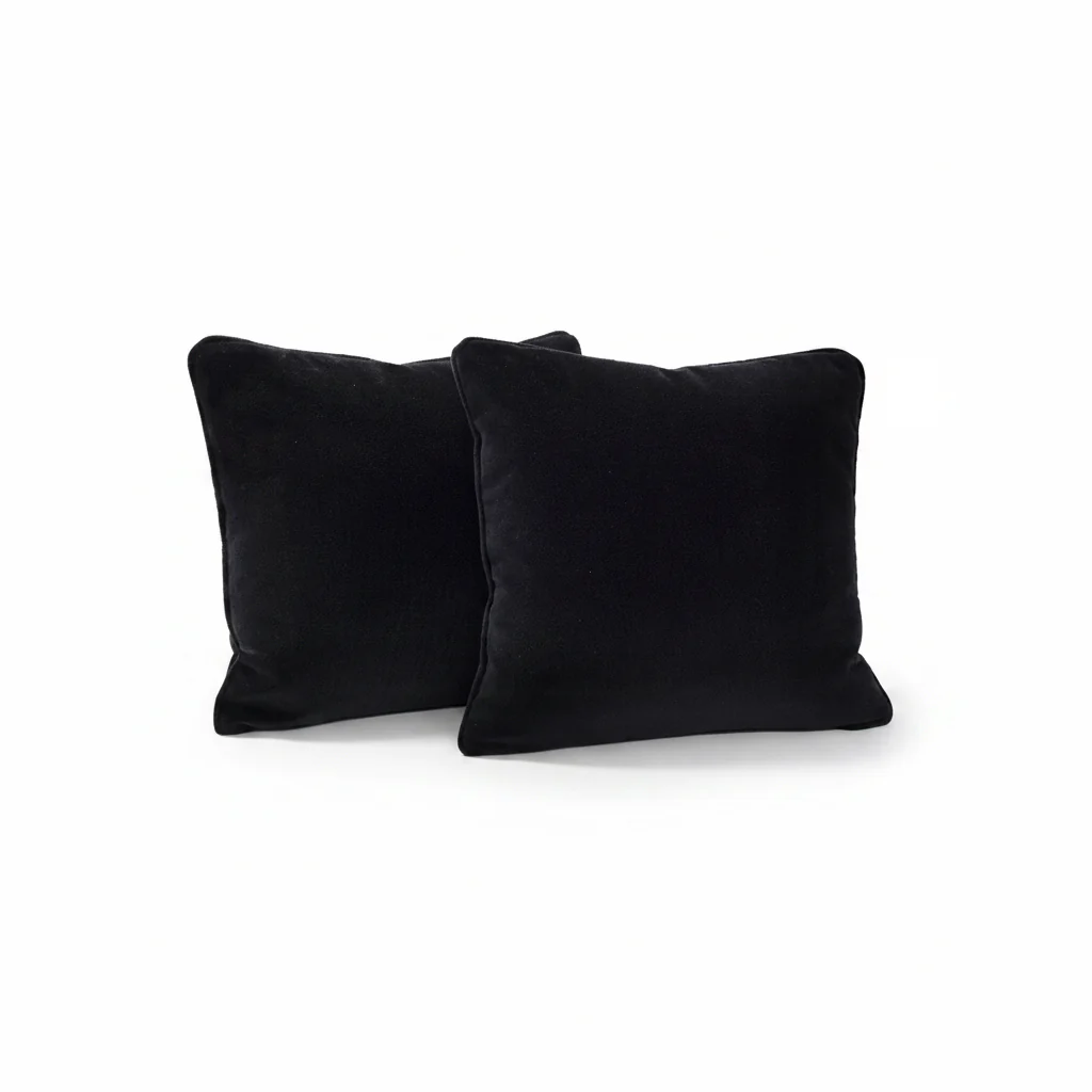17”x17” Throw Pillow ( Set of 2) - Black Velvet - Custom Upholstered Accent Pillows