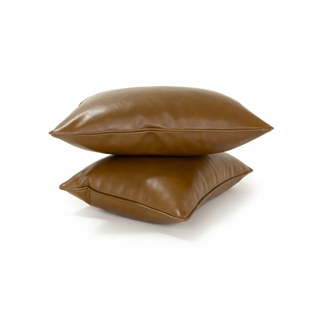 19”x13” Throw Lumbar Pillow ( Set of 2) - Brown Leather Custom Upholstered Accent Pillows - Image 4