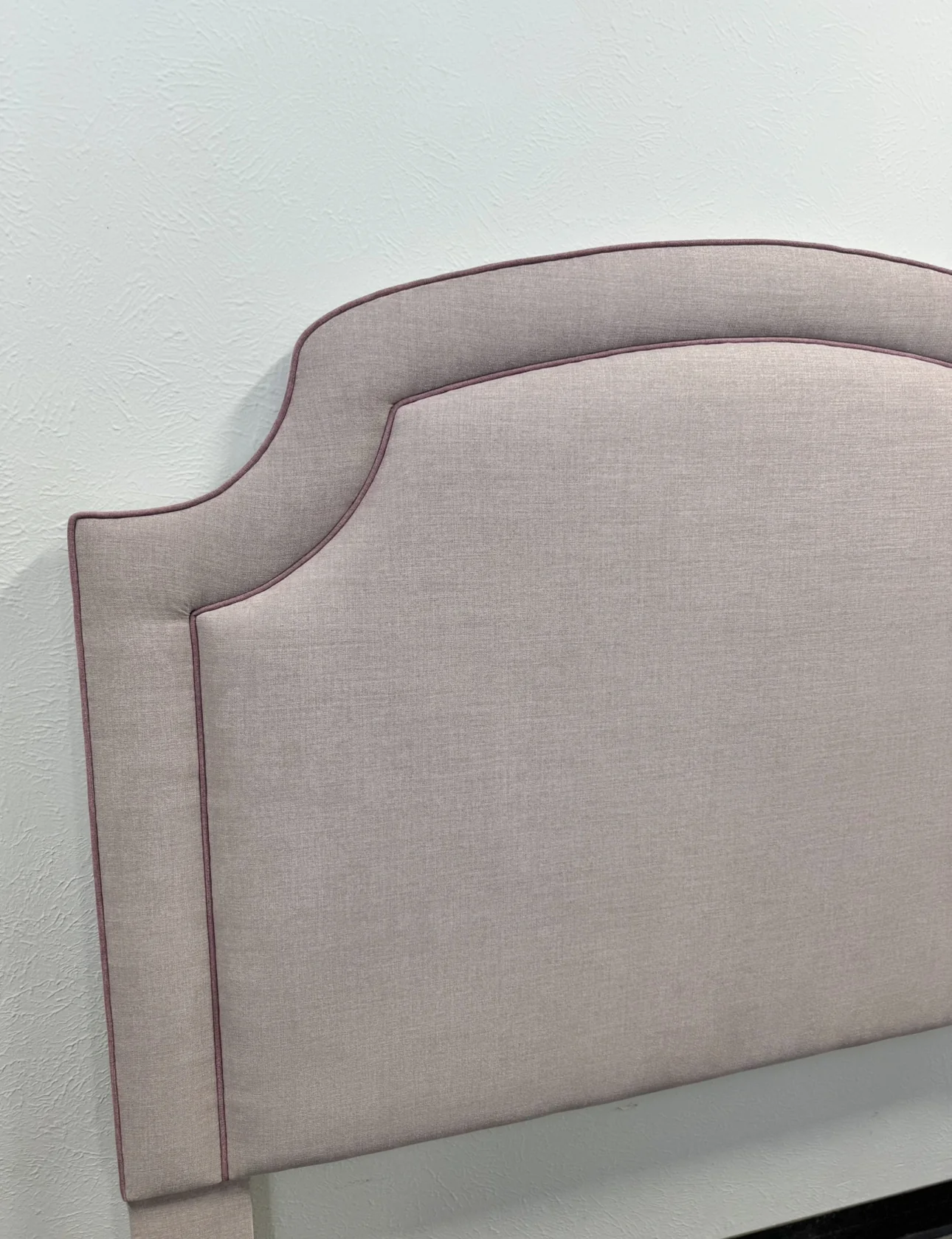 60” H Queen Headboard in Lilac Woven Fabric - Lavender Trim - Image 3