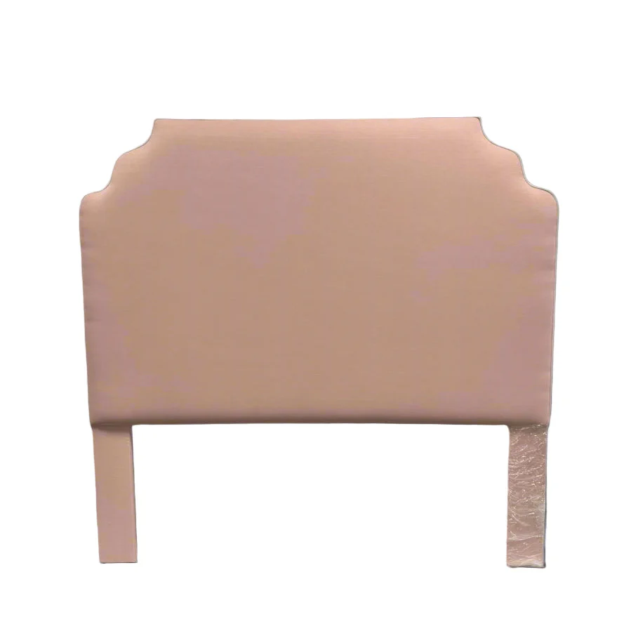 65" H Queen Headboard Only in Blush Pink Linen - White Trim