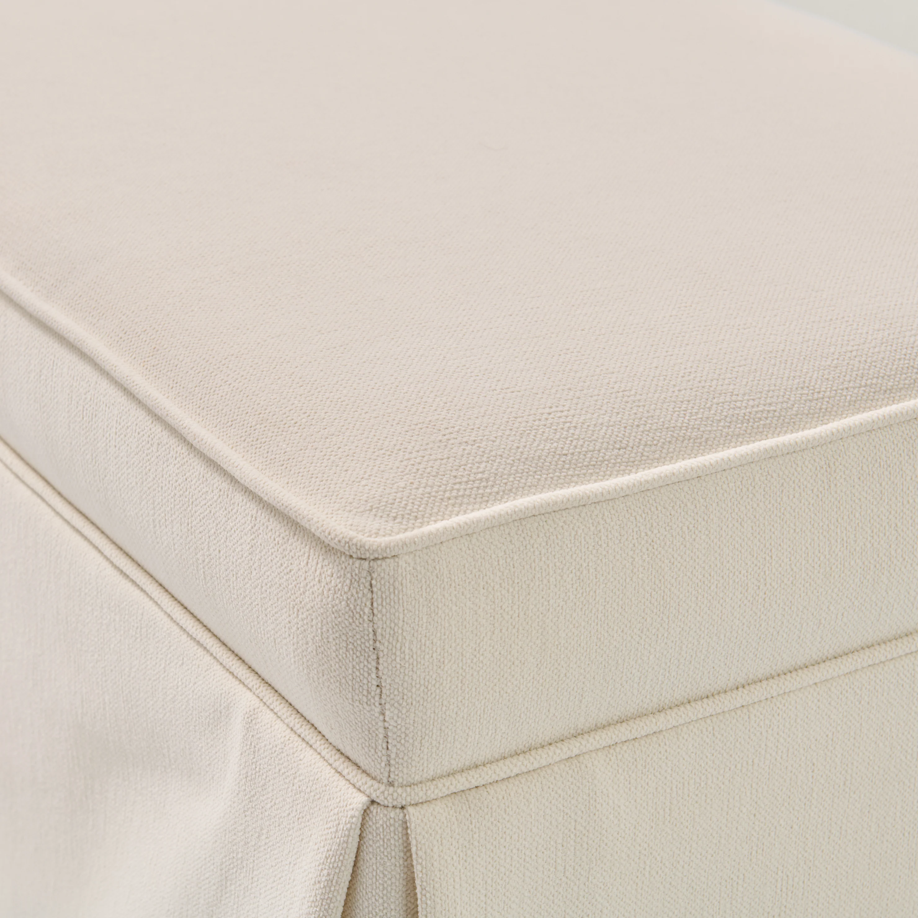 60"L Custom Skirted Bench - Off White Woven Fabric - Image 5