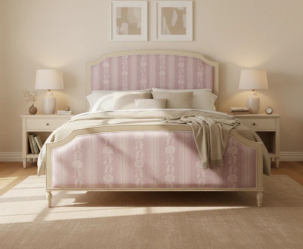 The Arabella King Platform Bed  - Daphne Linen Fabric in Lilac - Image 2
