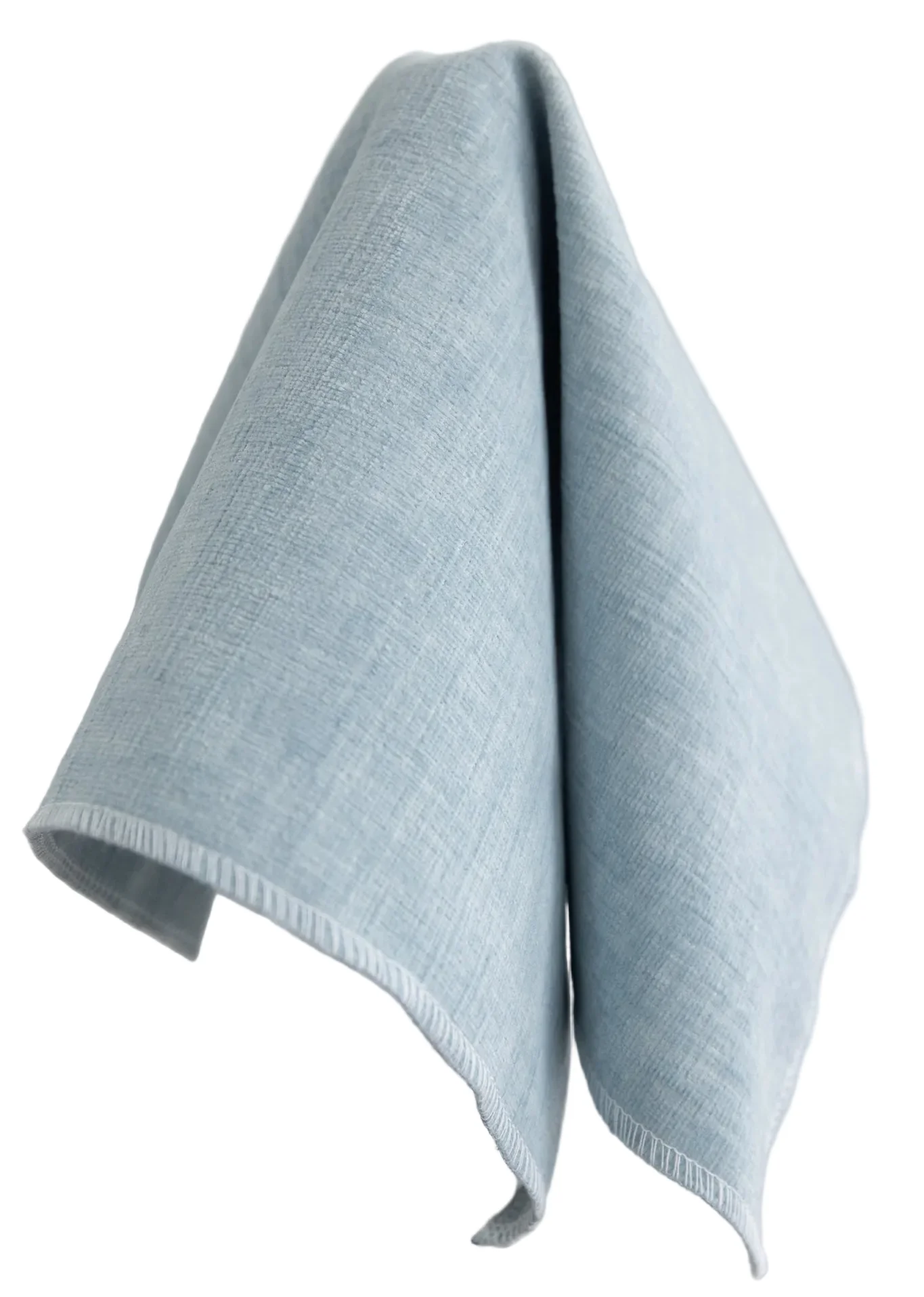 65”H King Headboard only - Seafoam Blue Chenille Fabric with White Trim - Image 3