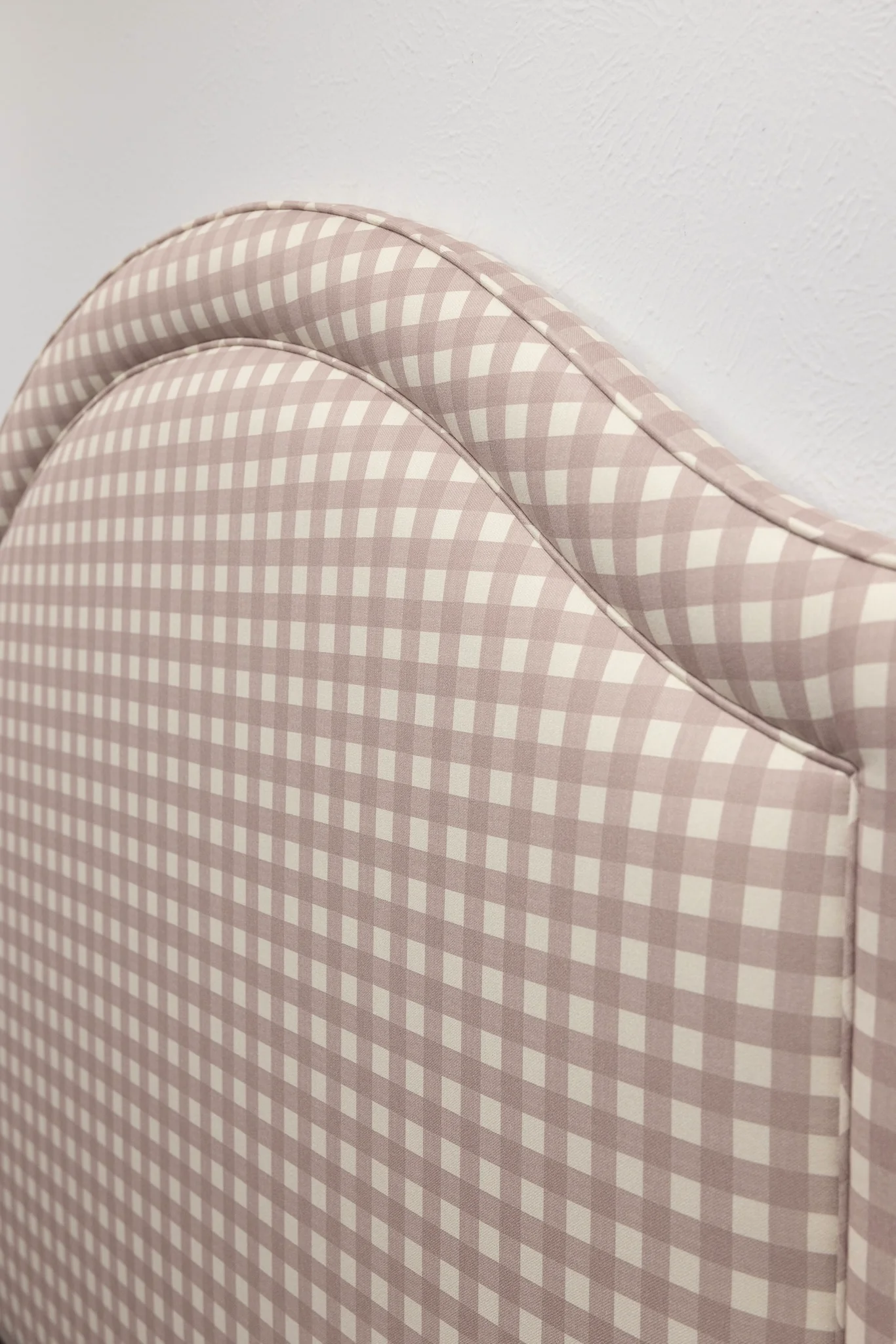 65”H Liliane Queen Headboard Only - Checkered Lilac Fabric - Self Welted - Image 2