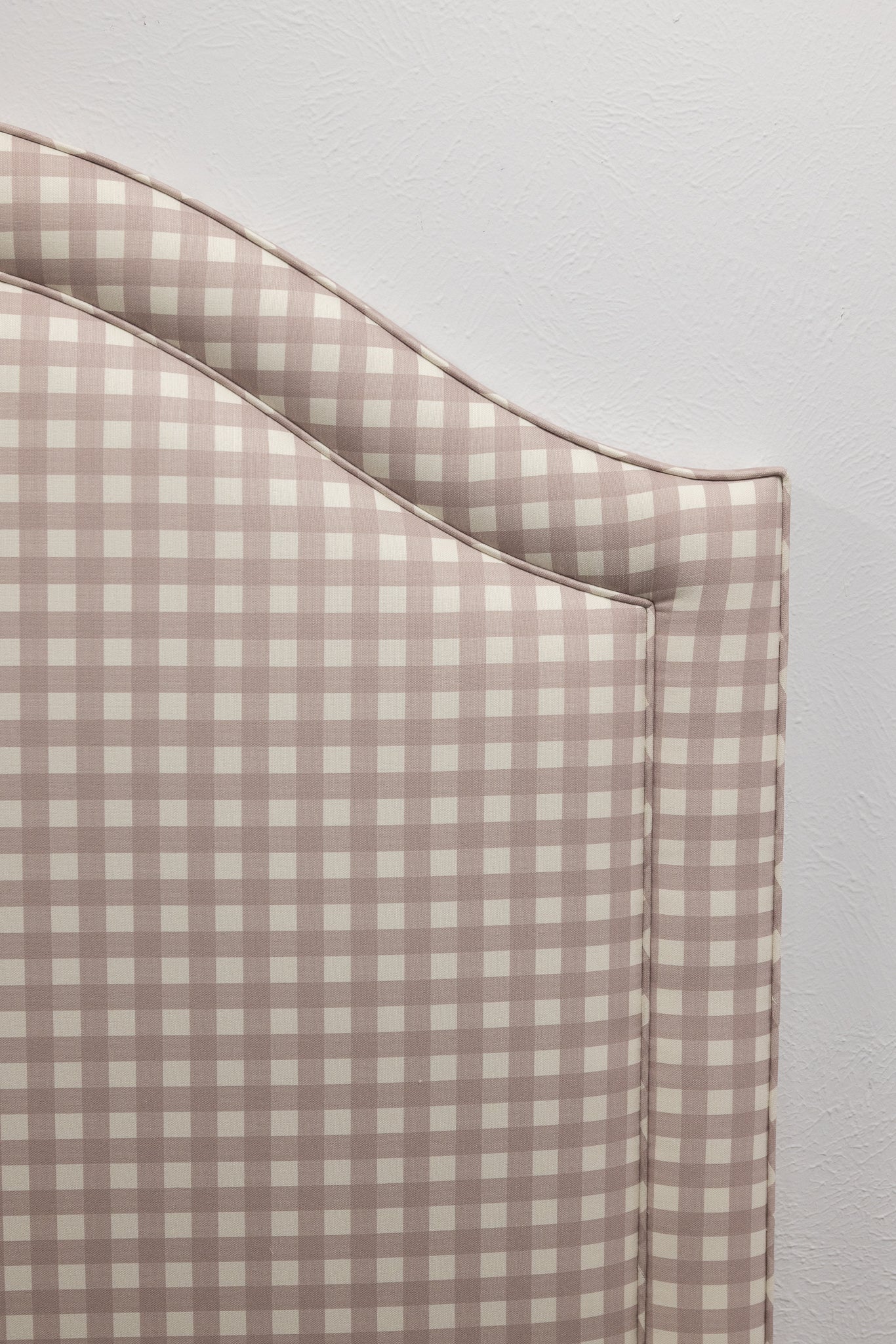 65”H Liliane Queen Headboard Only - Checkered Lilac Fabric - Self Welted - Image 5