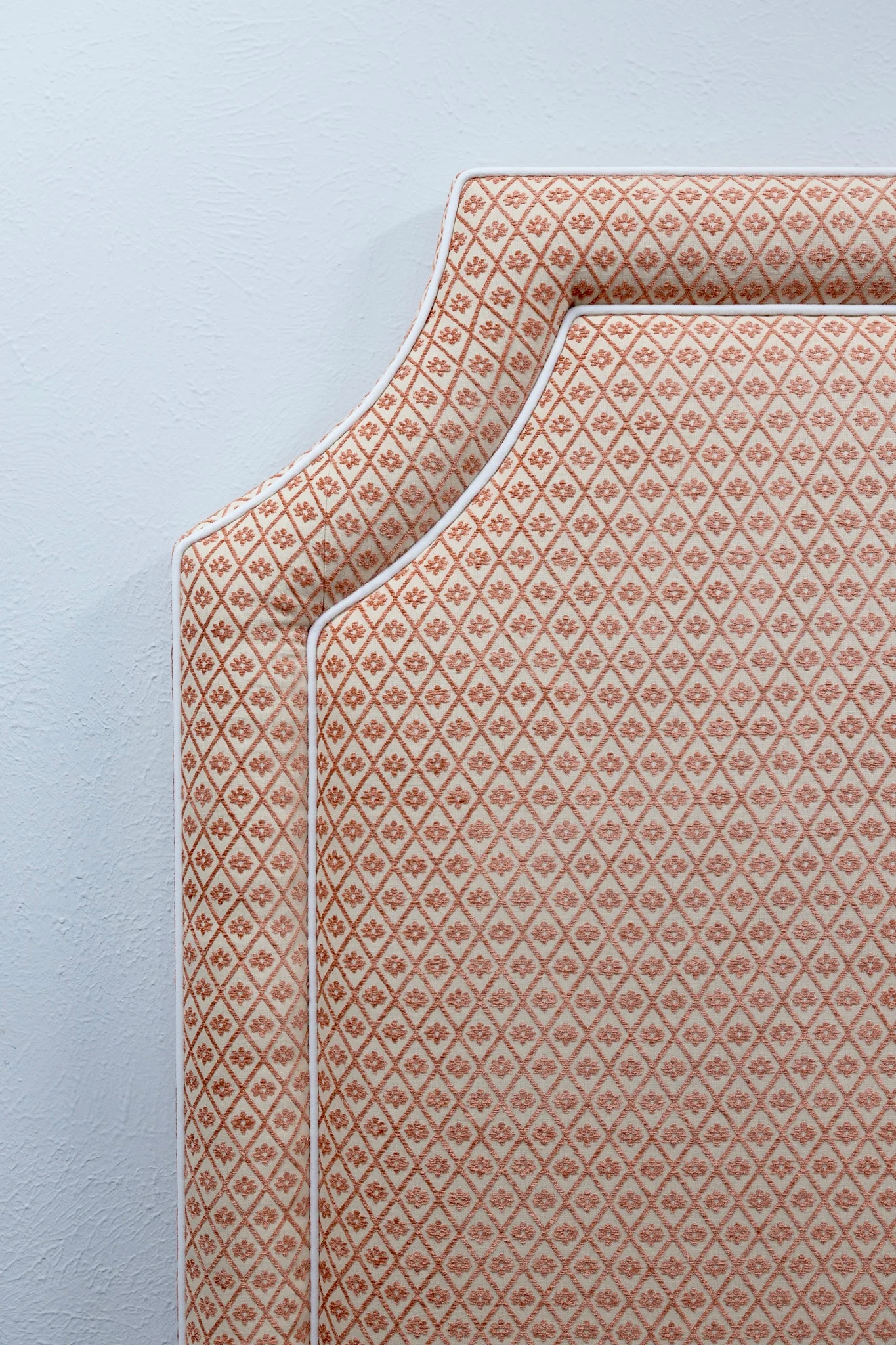 65" H Queen Headboard Rust Textured Fabric - White Trim - Image 2