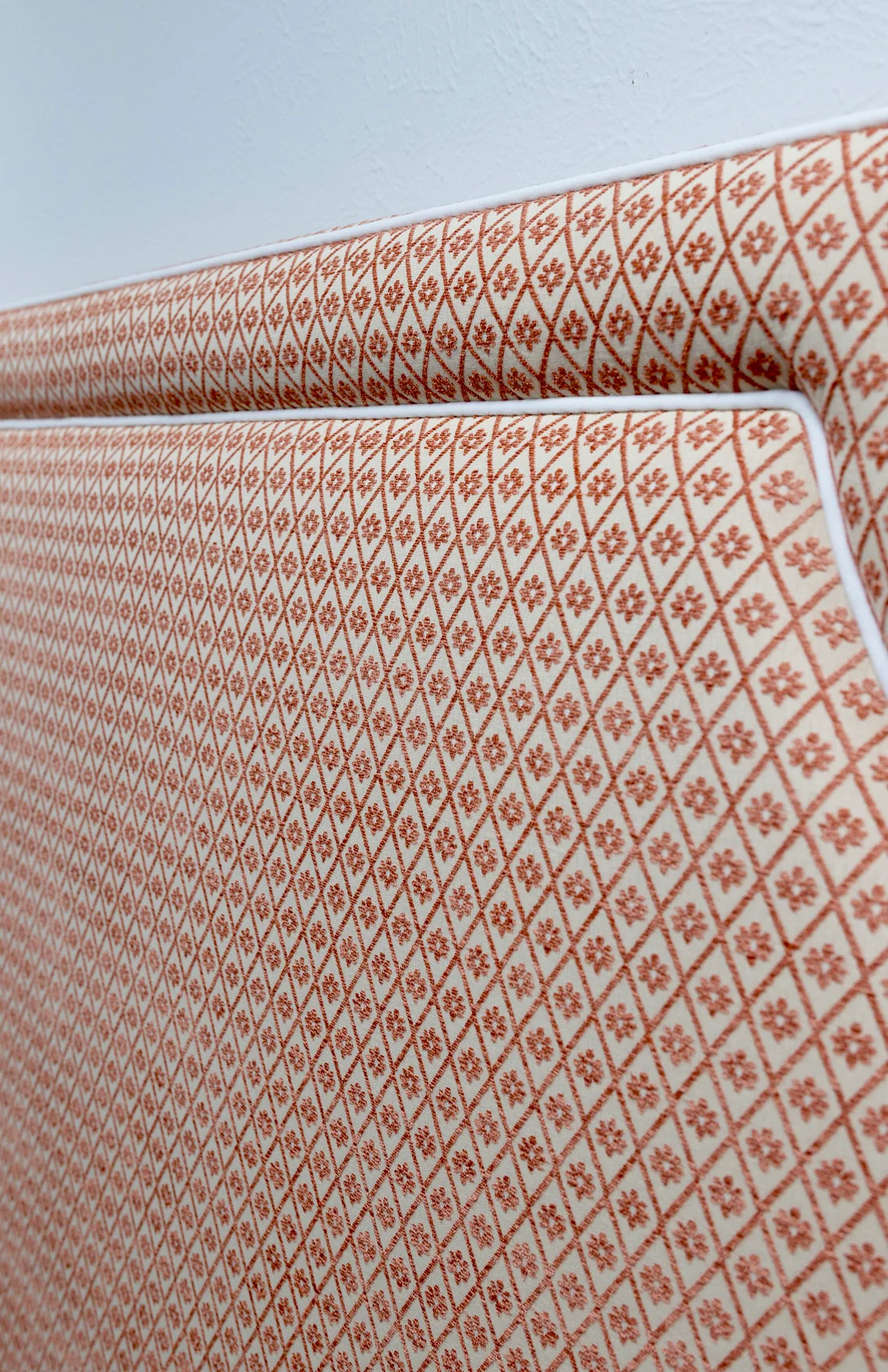 65" H Queen Headboard Rust Textured Fabric - White Trim - Image 5