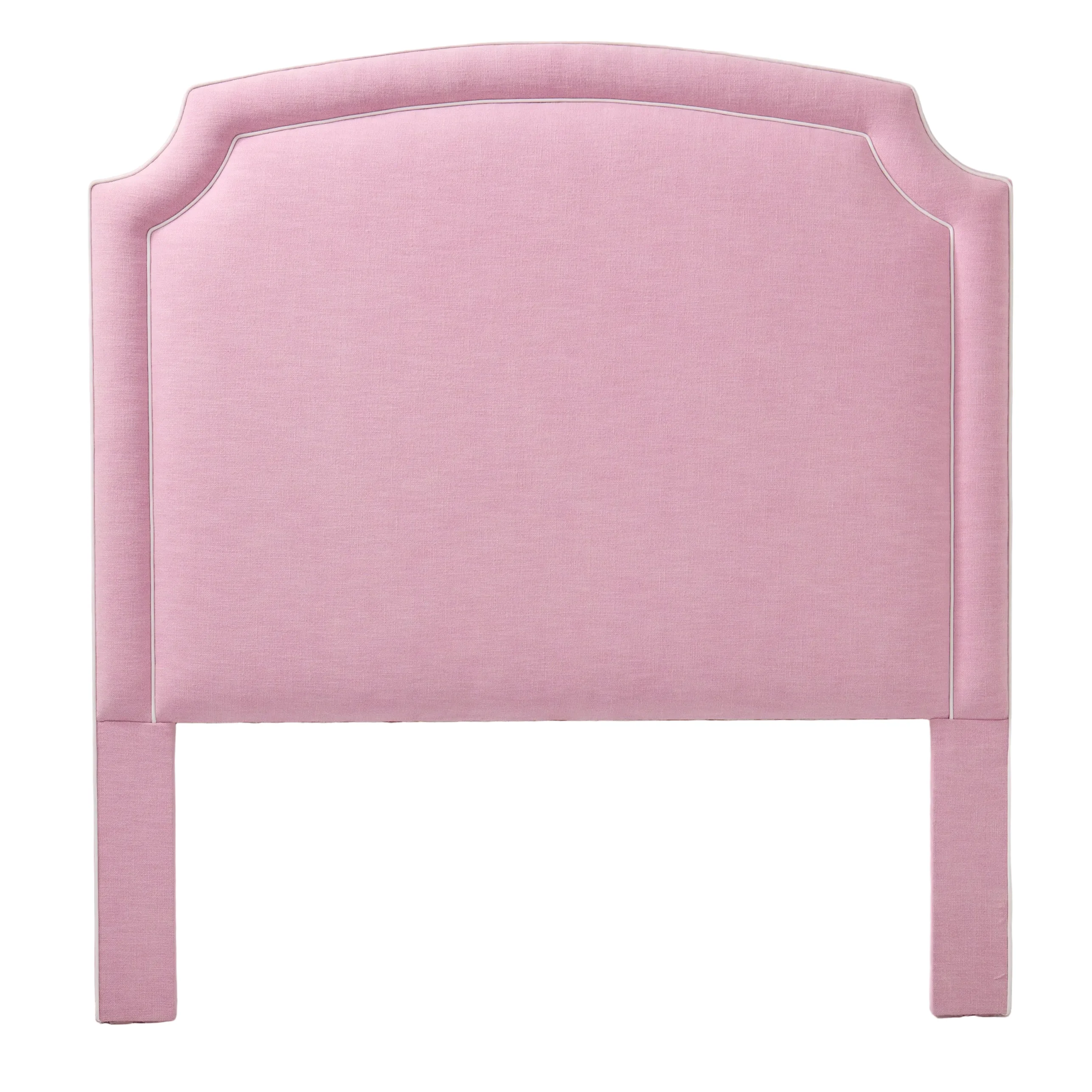 65”H Queen Headboard only - Soft Plum Fabric- White Trim