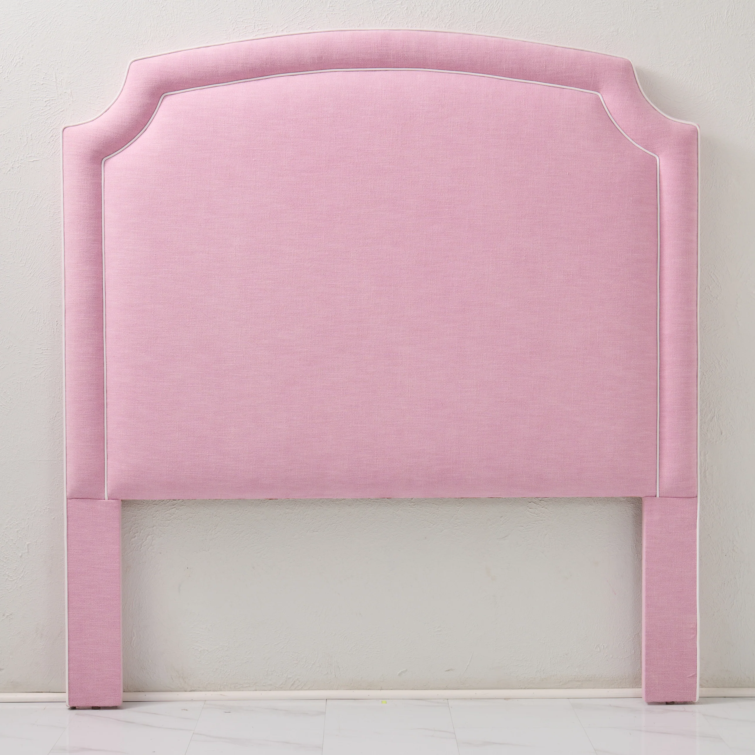 65”H Queen Headboard only - Soft Plum Fabric- White Trim - Image 5