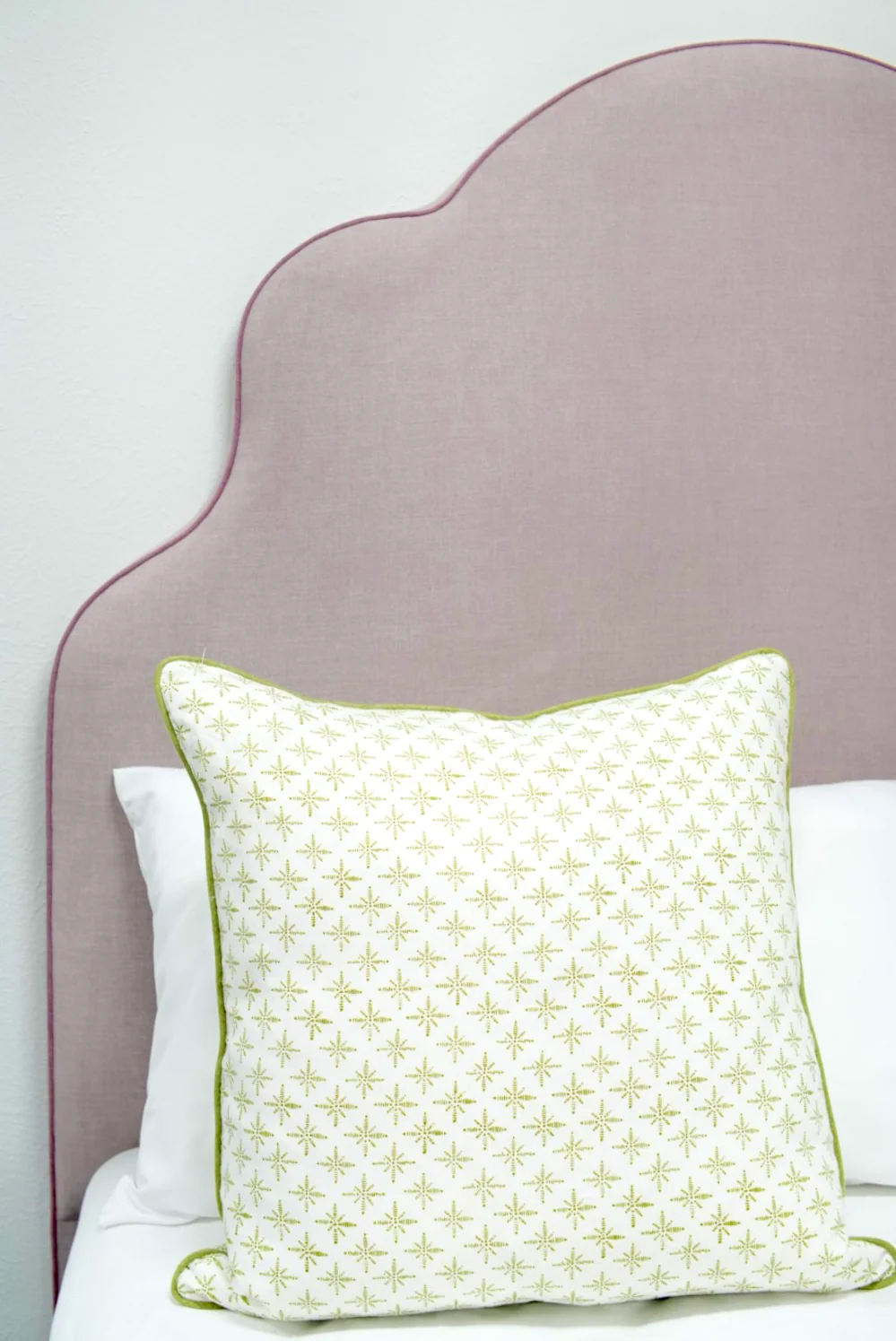 65”H Queen Headboard Only -  Lilac Linen - Lavender Trim - Image 2