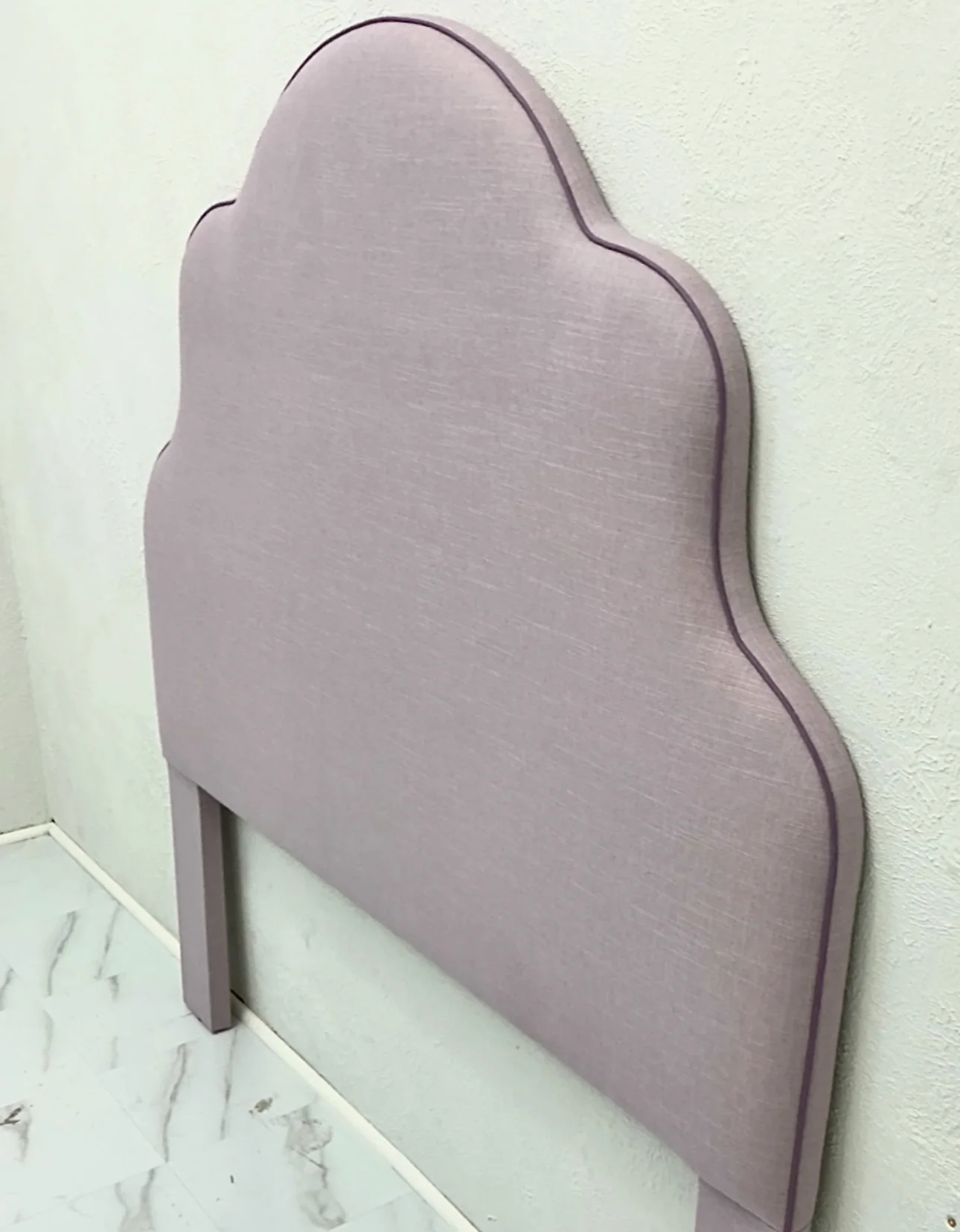 65”H Queen Headboard Only -  Lilac Linen - Lavender Trim - Image 5