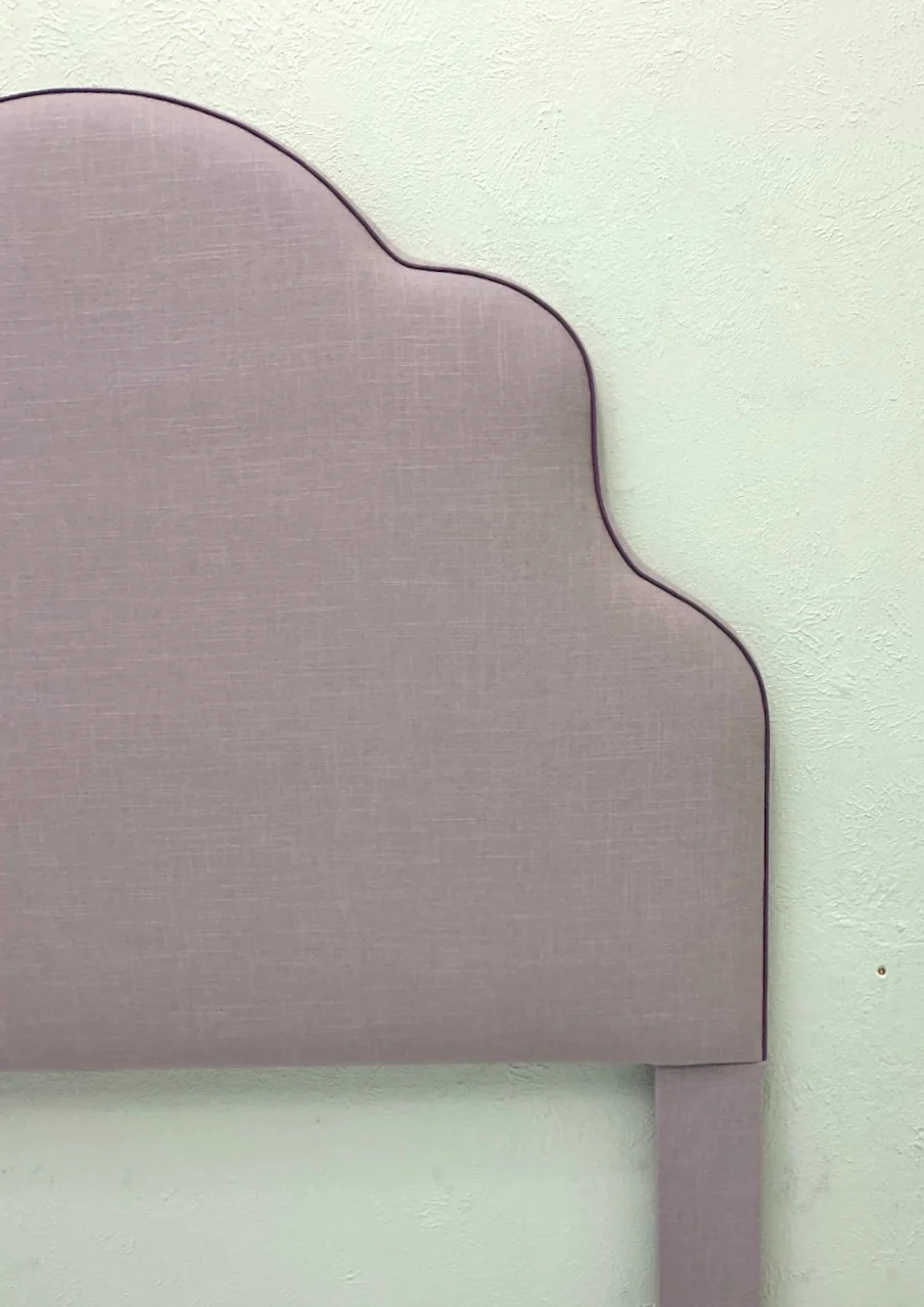 65”H Queen Headboard Only -  Lilac Linen - Lavender Trim - Image 6