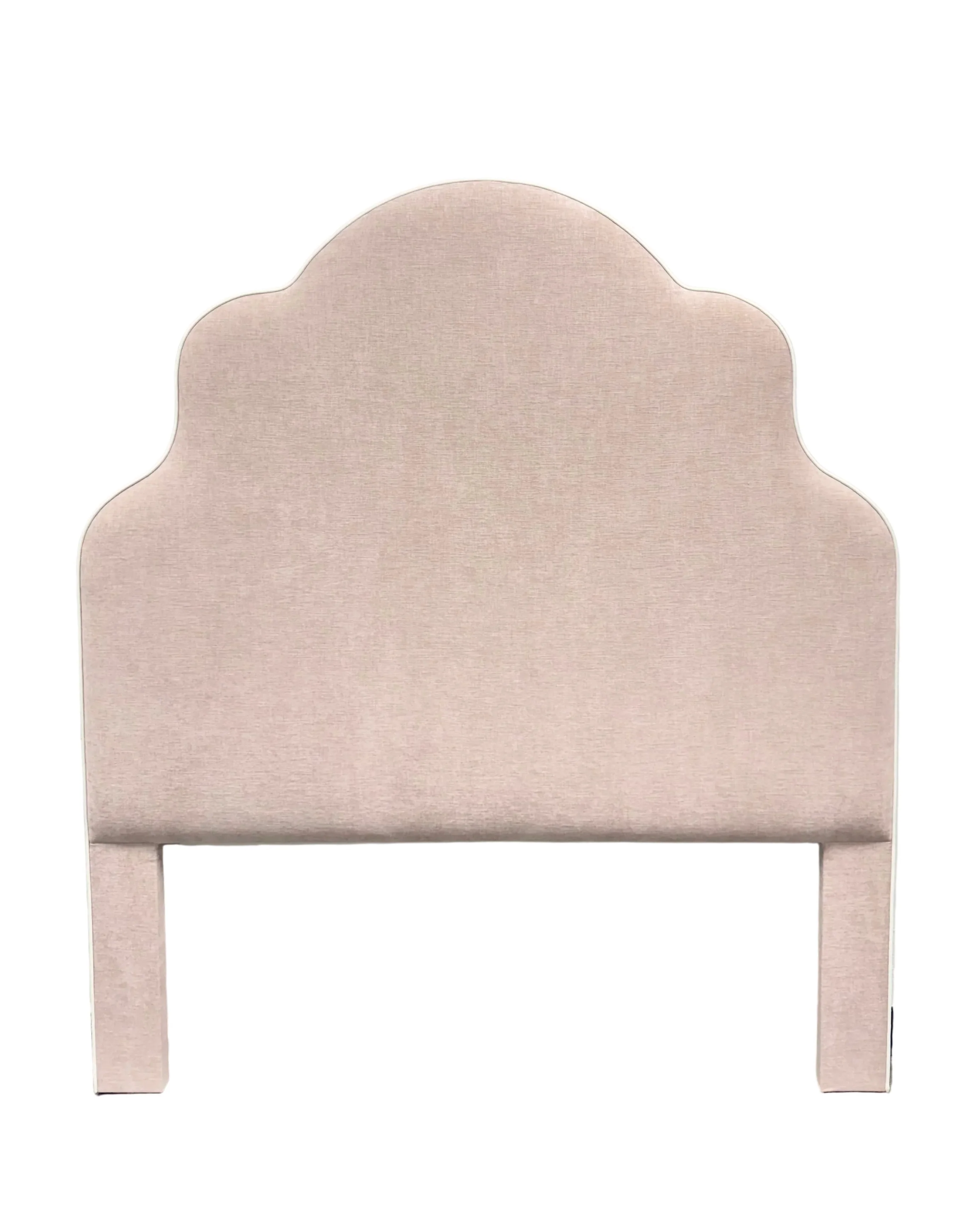 65”H Rachel Queen Headboard Only - Performance Pink Chenille Fabric - White Trim