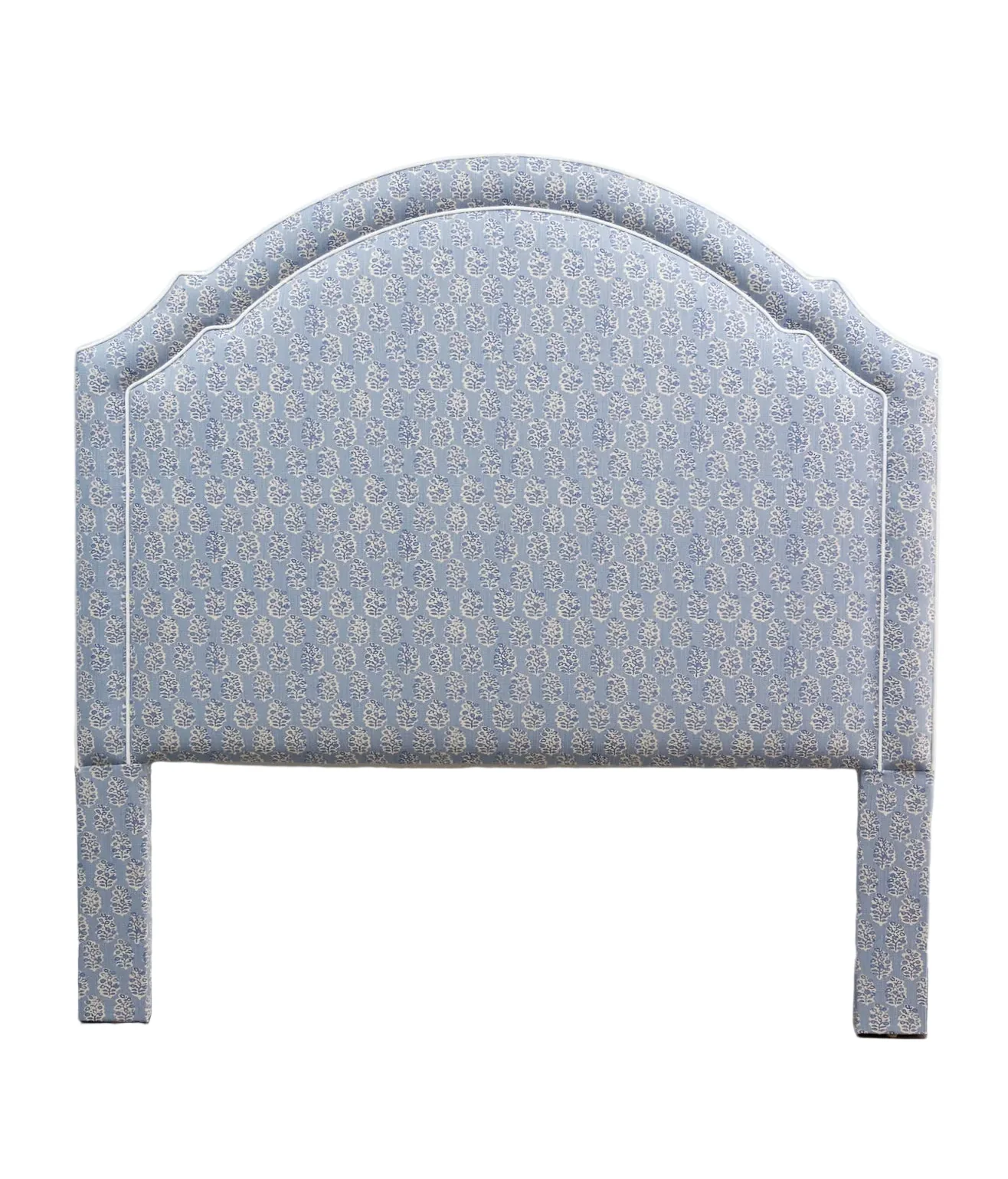 65”H Queen Headboard Only - Perry Floral Blue - White Trim