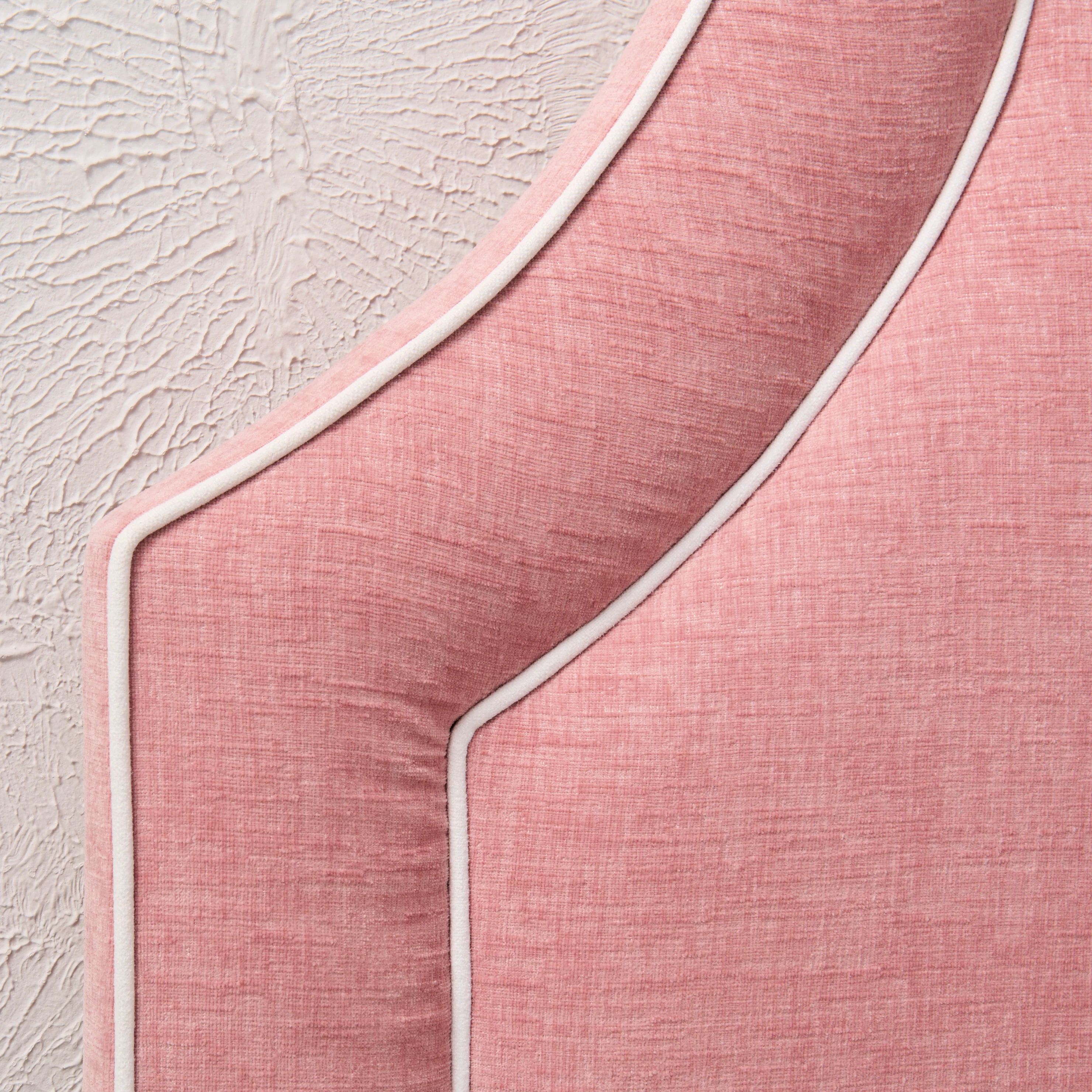 65" H Queen Headboard Only -  Petal Pink - White Trim - Image 2
