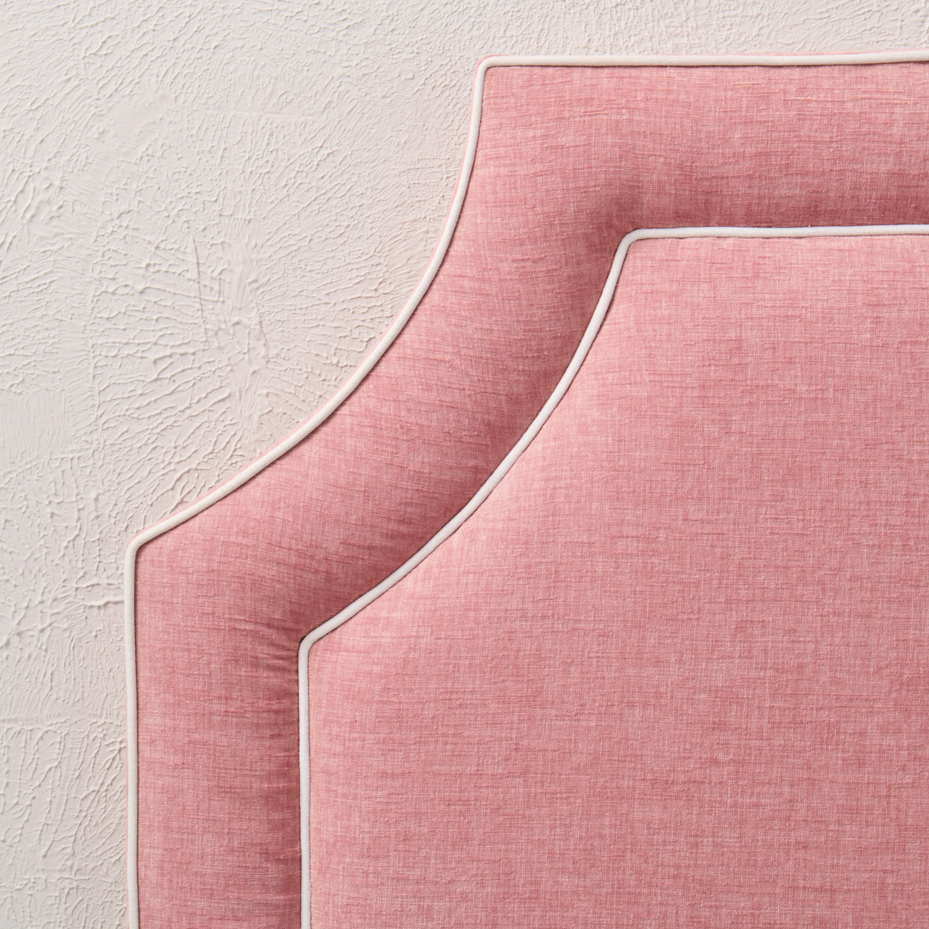 65" H Queen Headboard Only -  Petal Pink - White Trim - Image 3