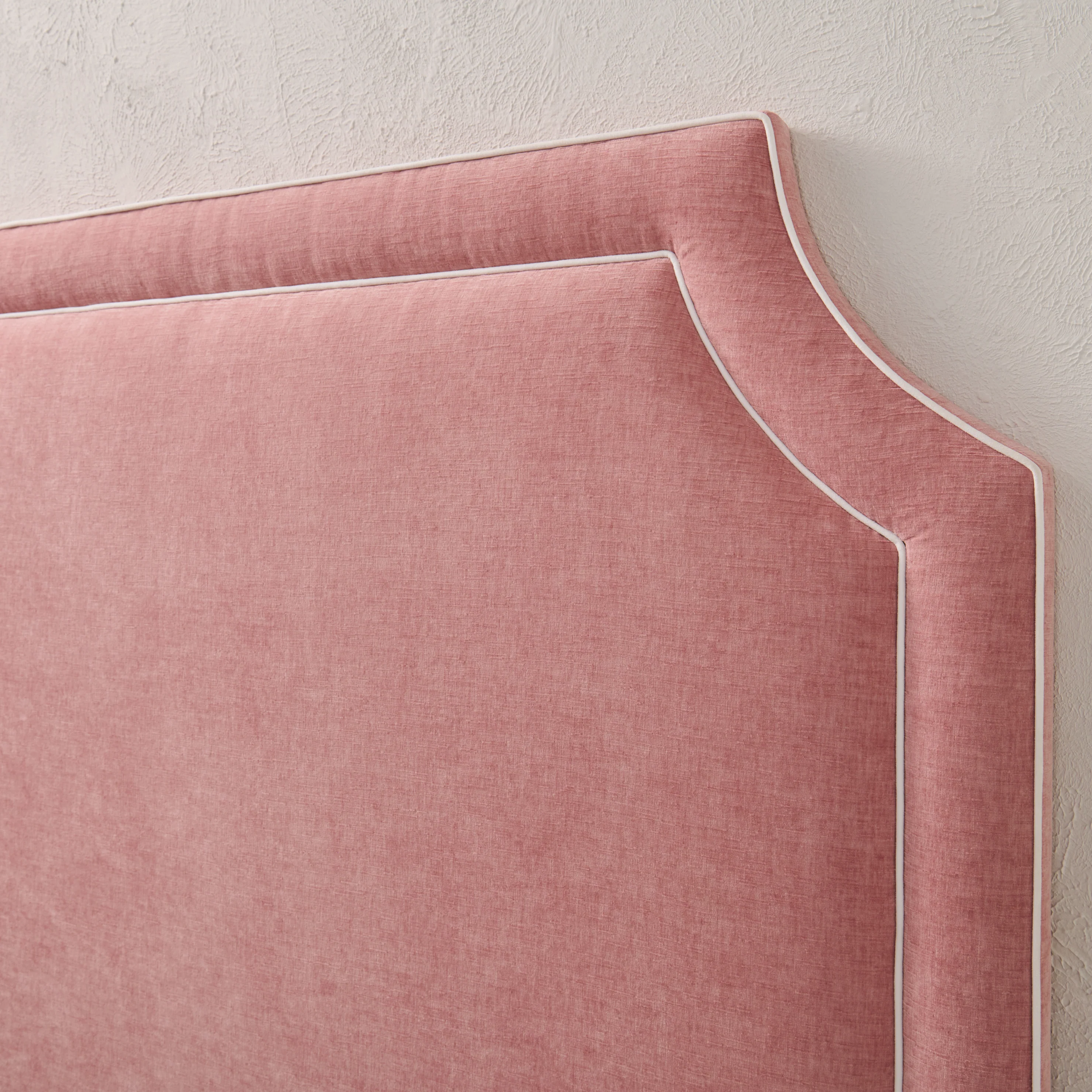 65" H Queen Headboard Only -  Petal Pink - White Trim - Image 4