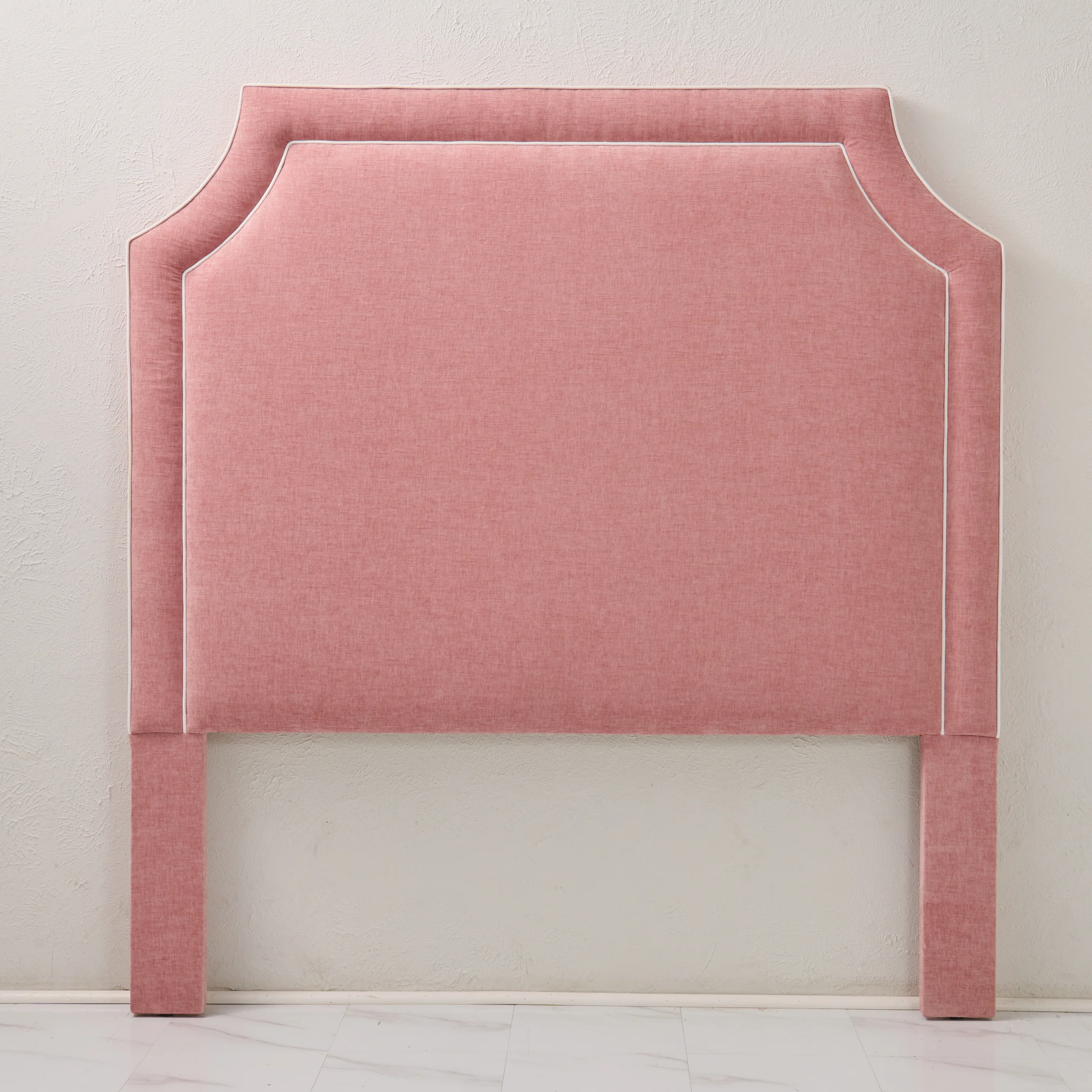 65" H Queen Headboard Only -  Petal Pink - White Trim - Image 5