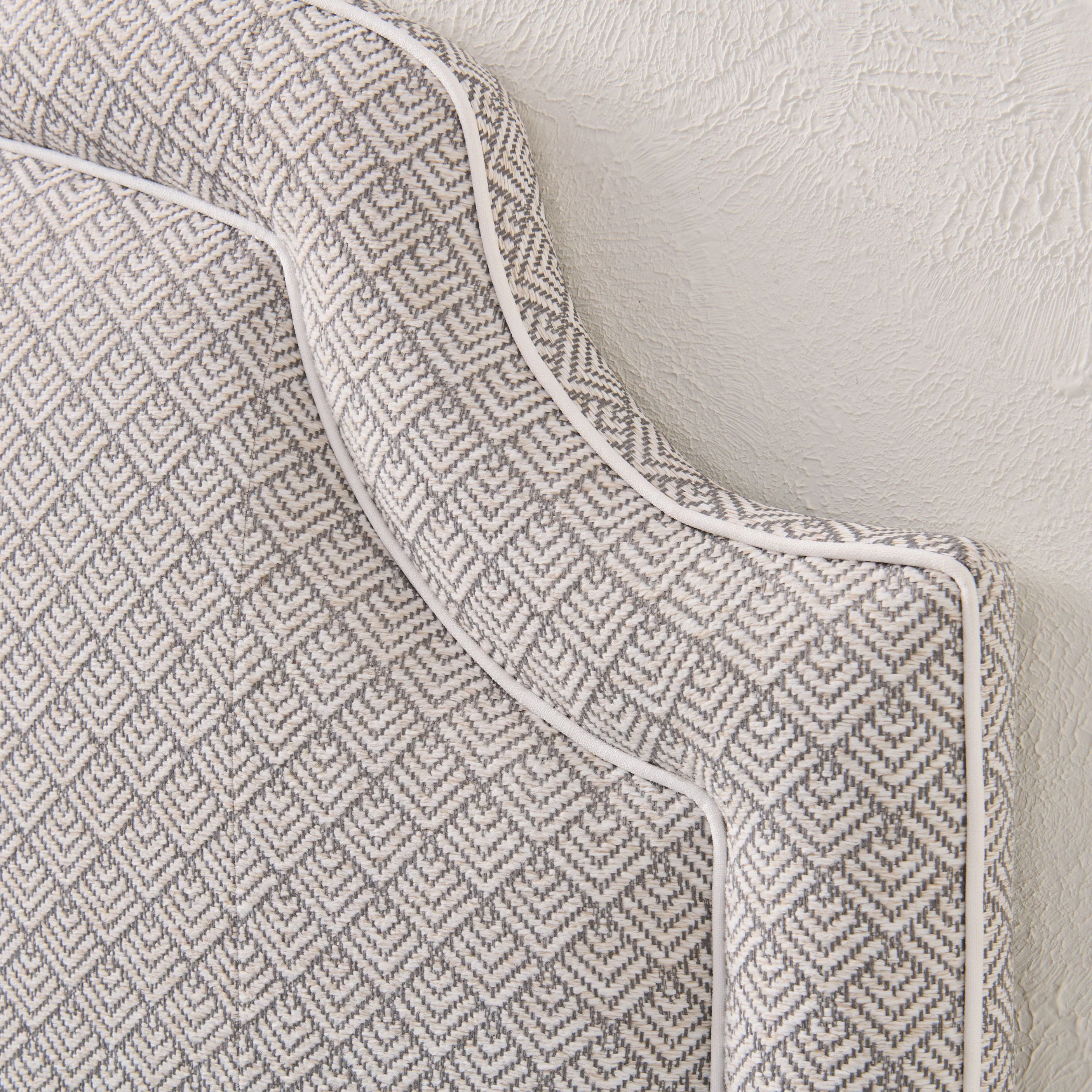 65”H King Headboard Only - Geometric Weave in Grey Fabric- White Trim - Image 5