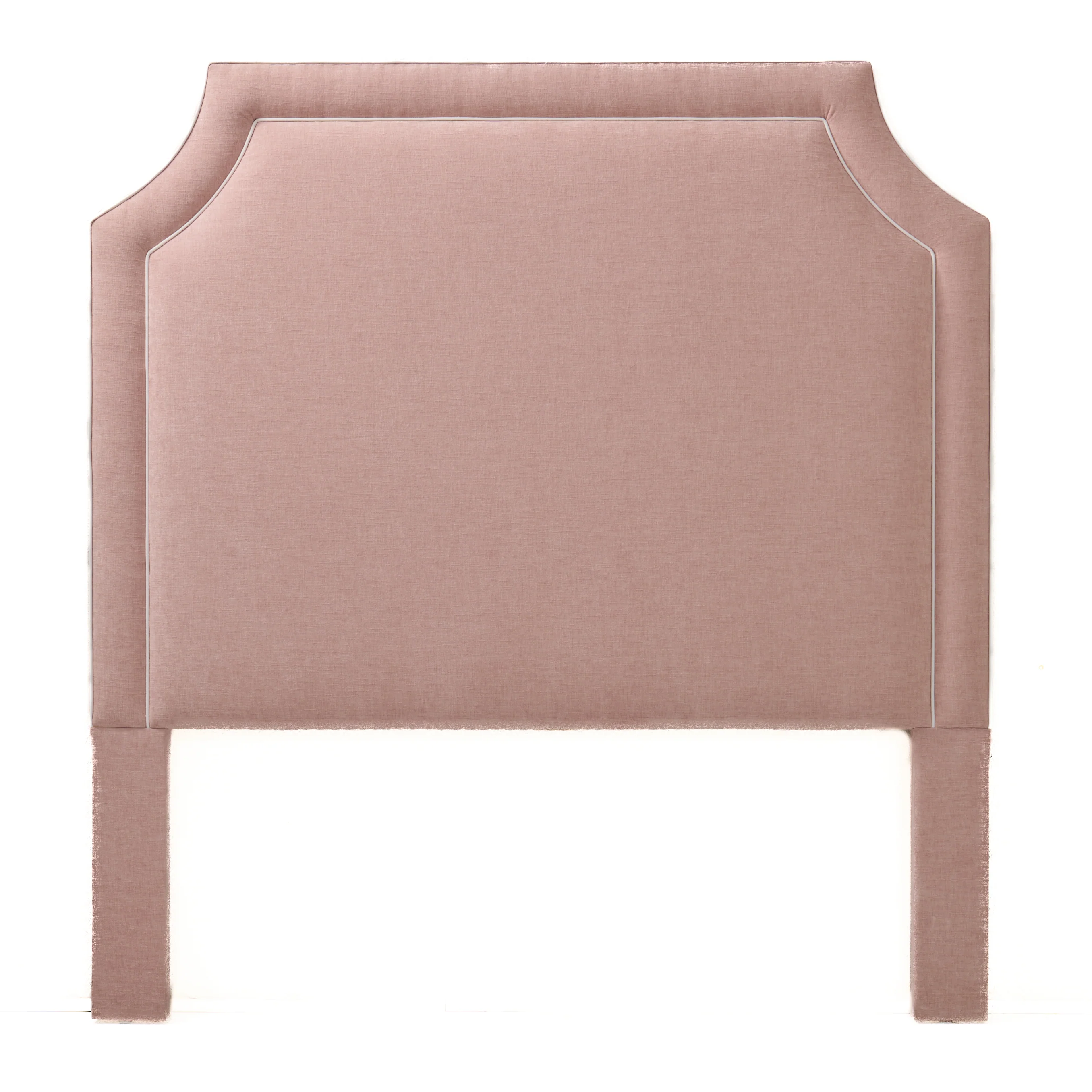 65" H Queen Headboard Pale Pink Performance Fabric - White Trim