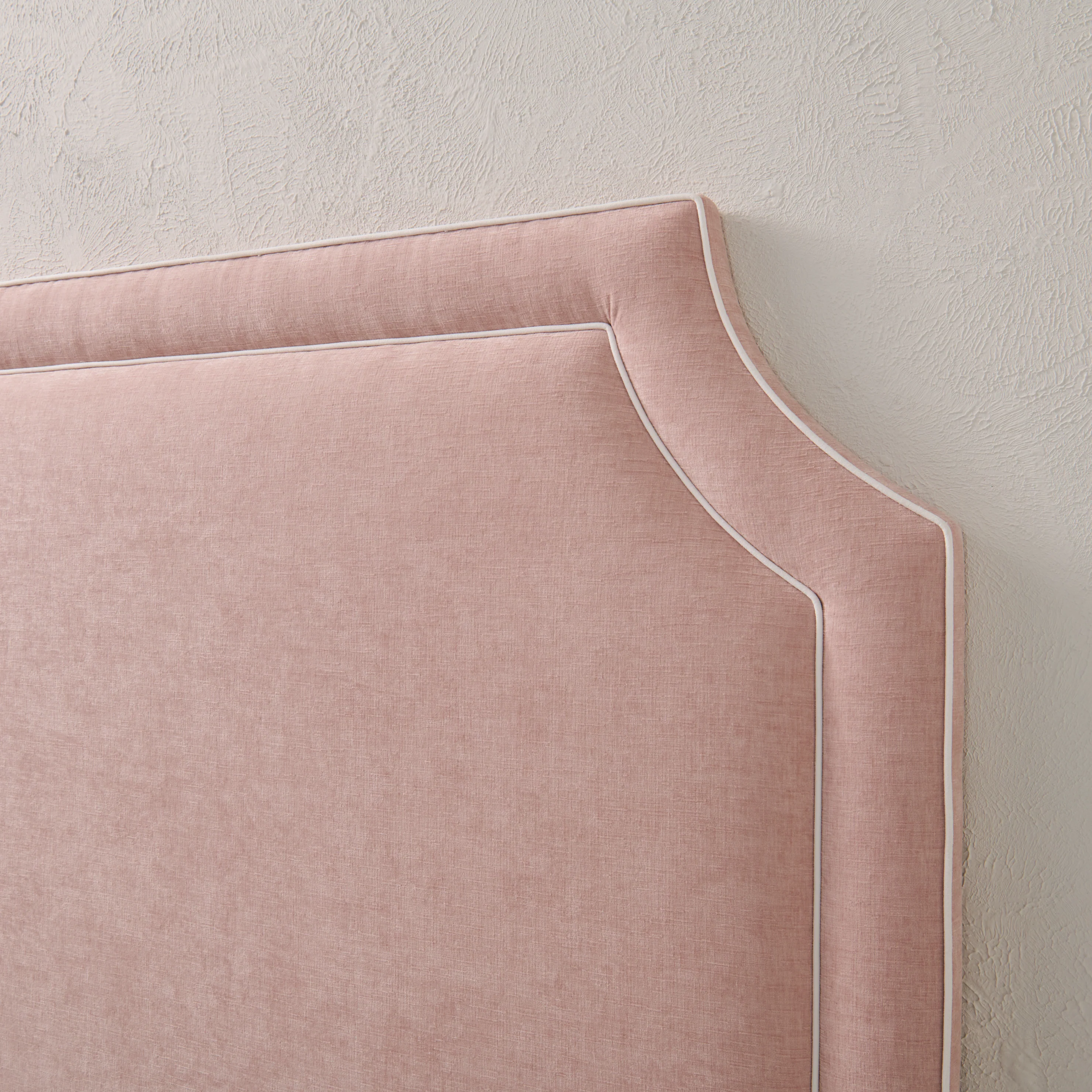 65" H Queen Headboard Pale Pink Performance Fabric - White Trim - Image 2
