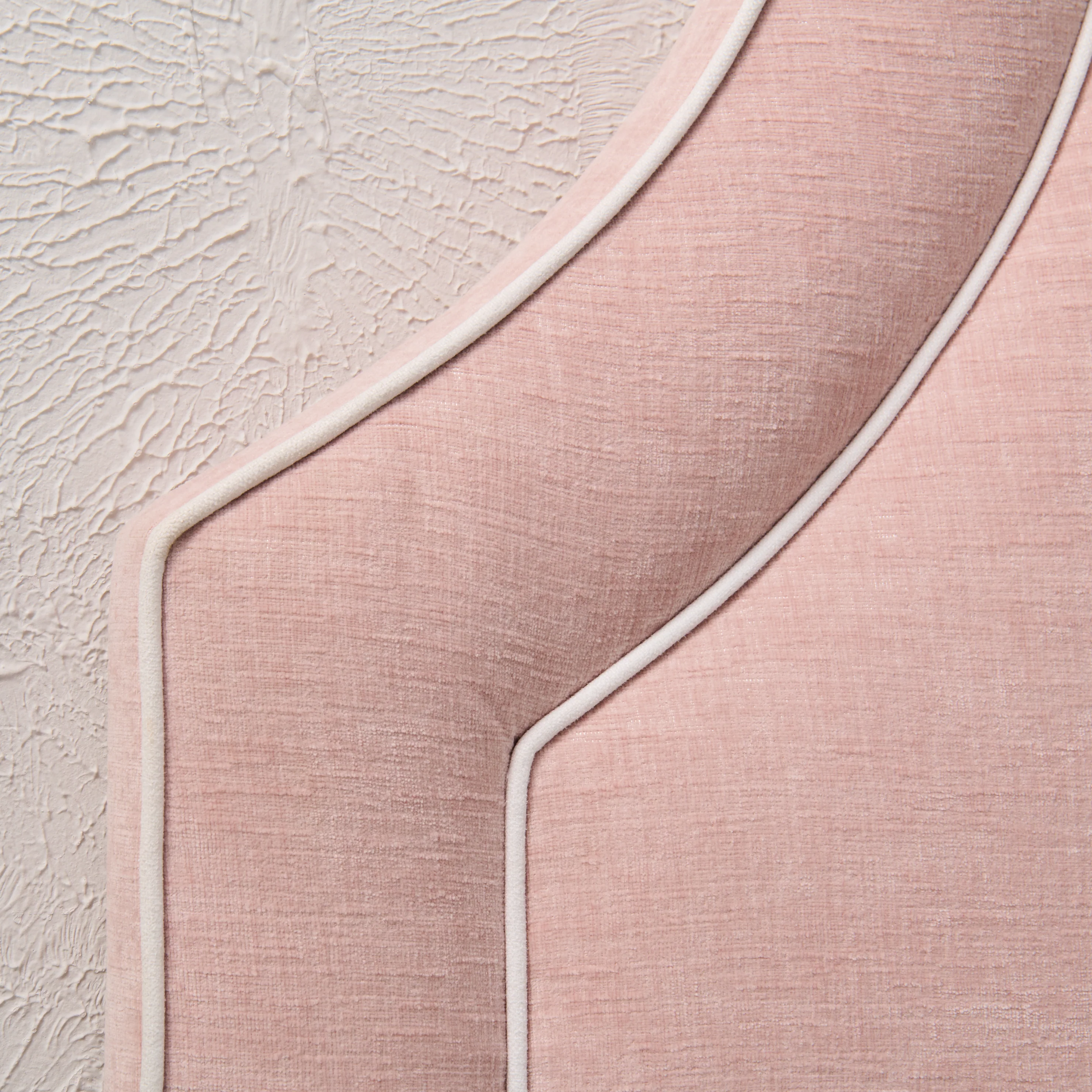 65" H Queen Headboard Pale Pink Performance Fabric - White Trim - Image 7