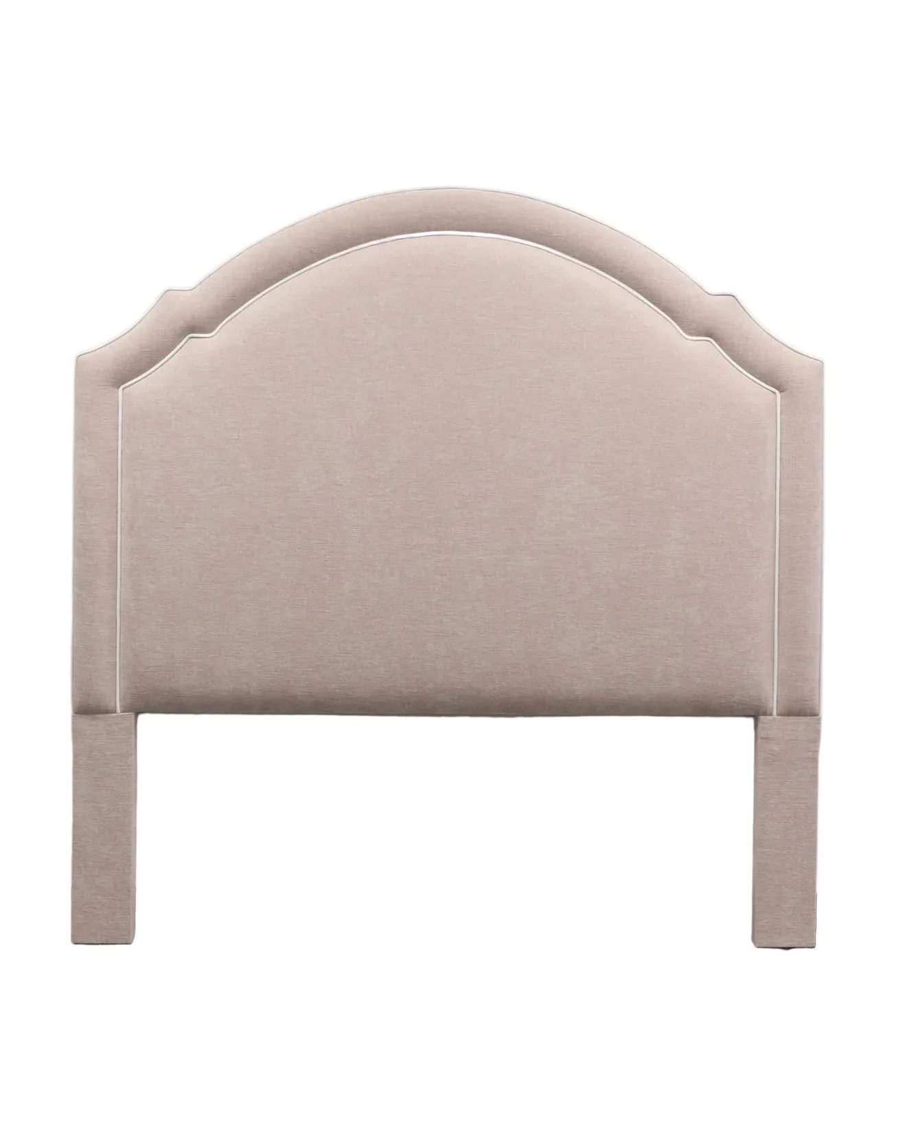 65" H Queen Headboard Performance Pale Pink Chenille Fabric - White Trim