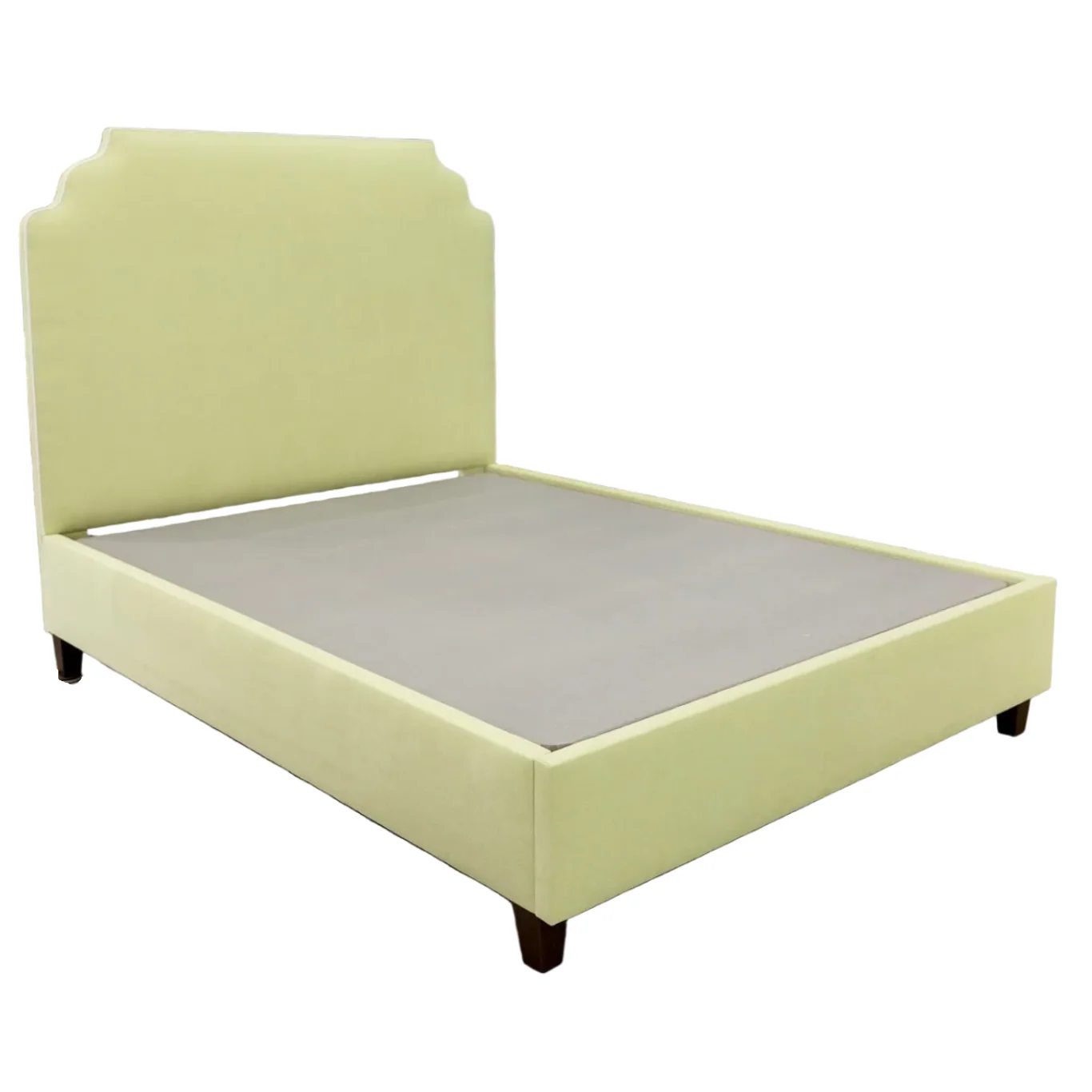 65”H Queen Upholstered Platform Bed - Pear Green Woven - White Trim