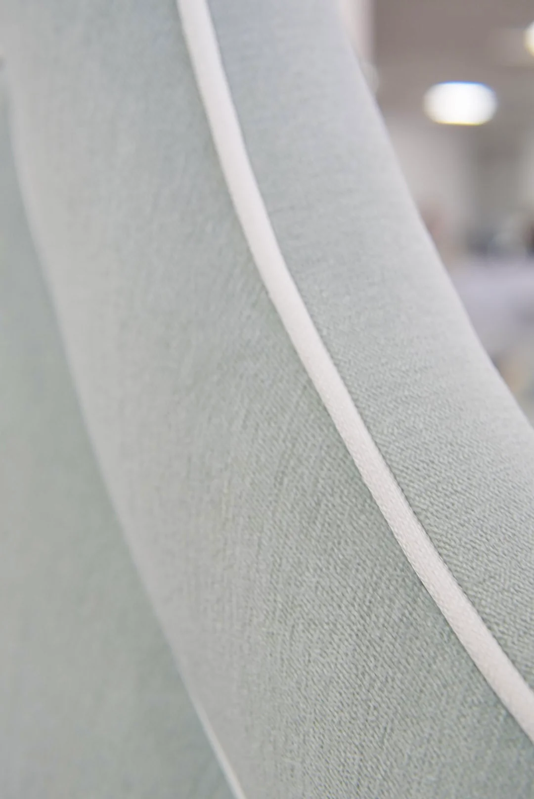 65”H Queen Upholstered Platform Bed - Seafoam Green Woven - White Trim - Image 6