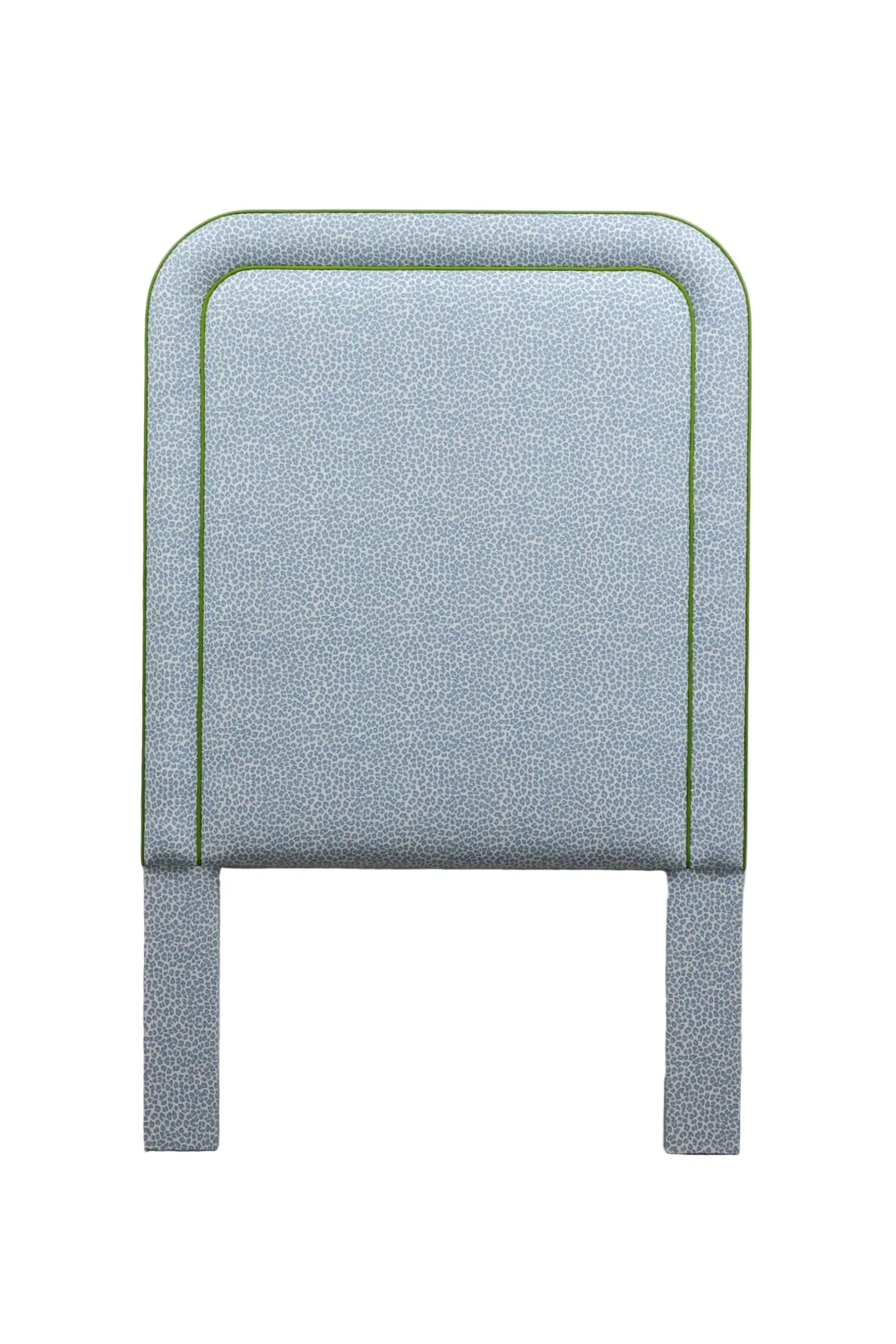 65" H Twin Headboard in Animal Print Fabric - Green Trim