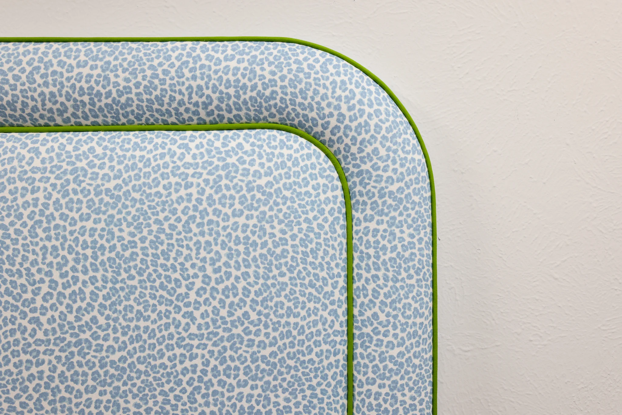 65" H Twin Headboard in Animal Print Fabric - Green Trim - Image 5
