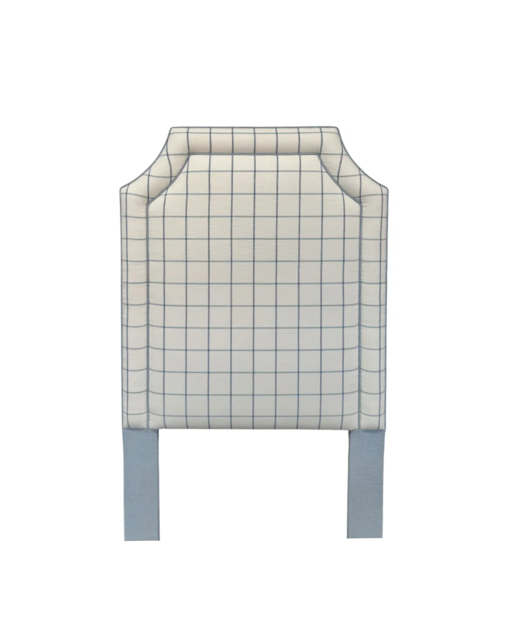 65”H Twin Headboard in Checkered Fabric - Sky Blue Trim