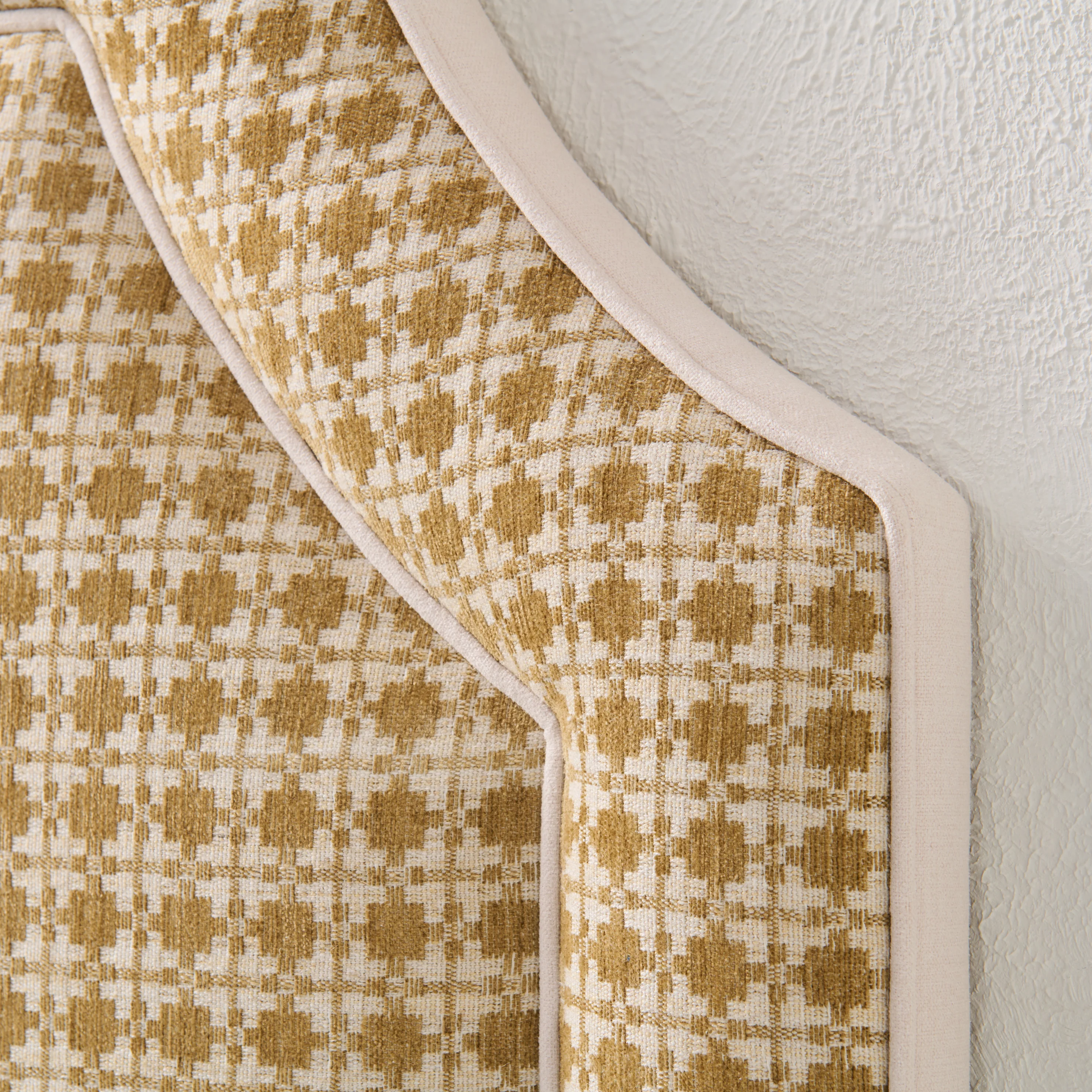 65" H Twin Headboard in Camel Kravet Couture Fabric - Cream Trim - Image 2