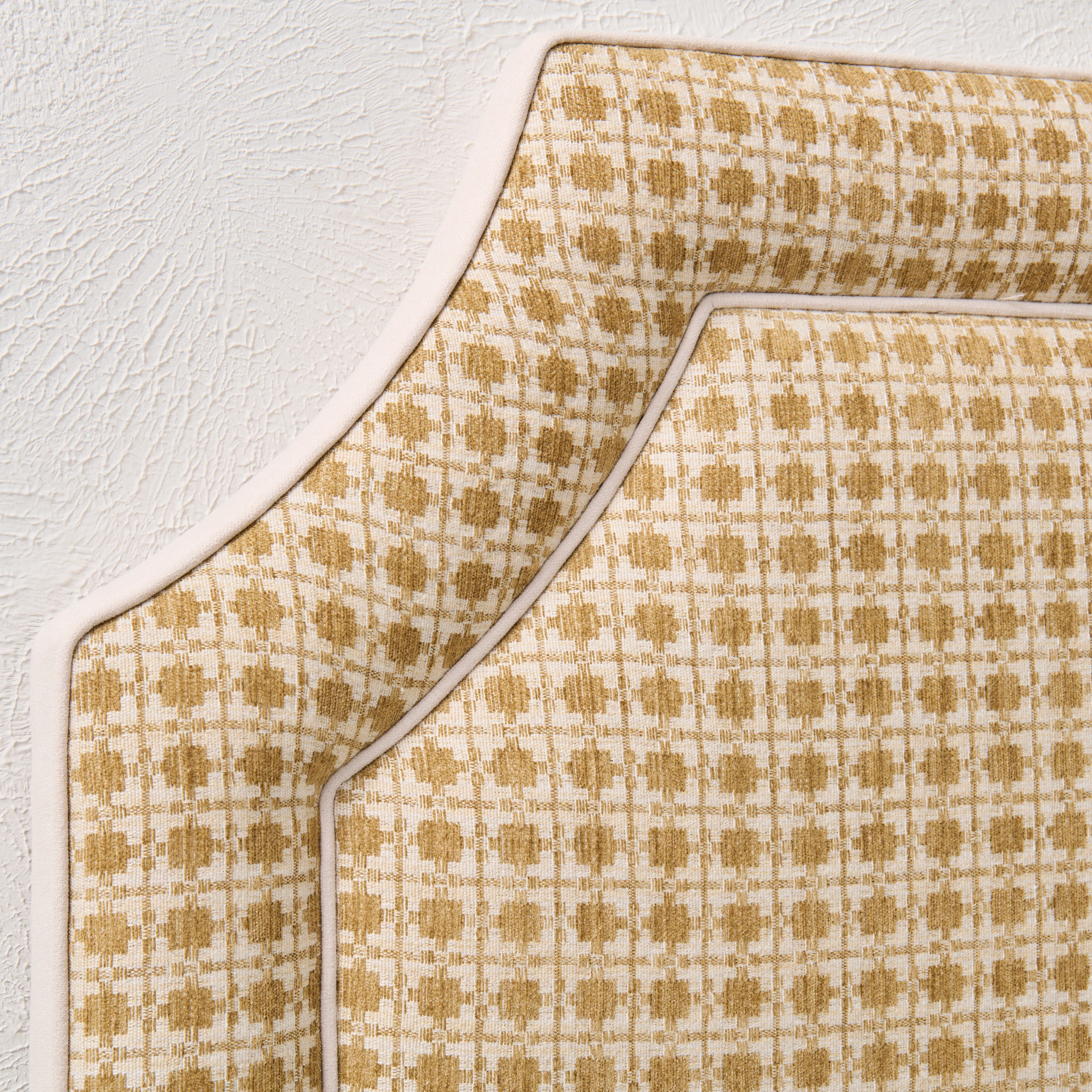 65" H Twin Headboard in Camel Kravet Couture Fabric - Cream Trim - Image 5