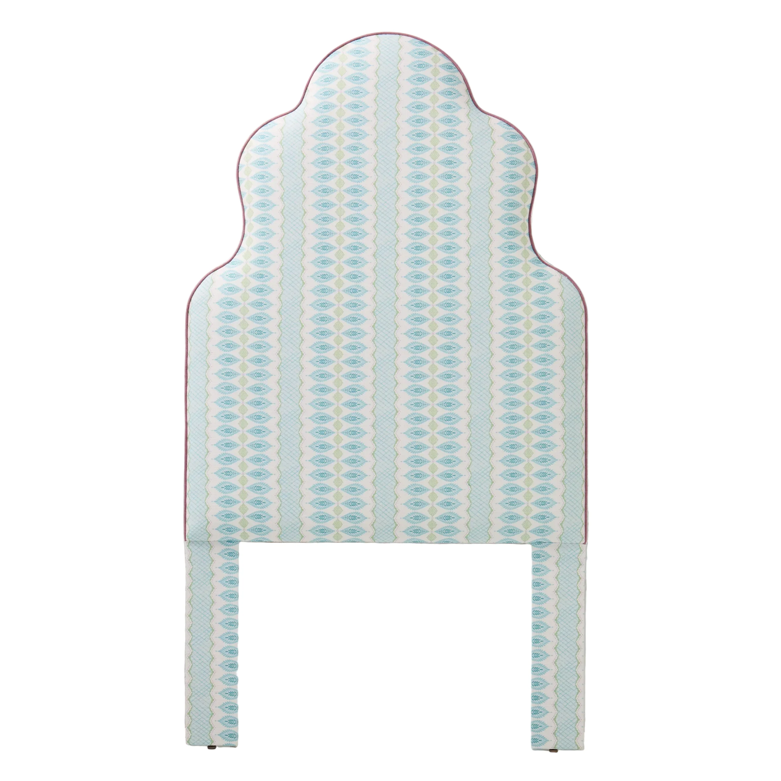 65" H Twin Headboard in Lillian August Print Fabric - Lavender Trim