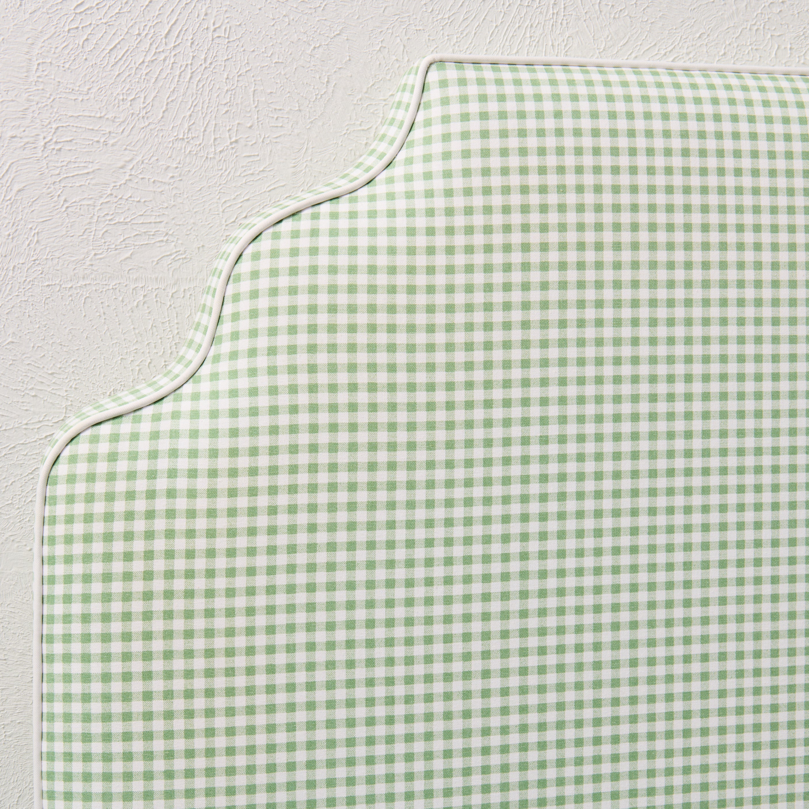 65”H Twin Headboard only - Green Gingham Fabric with White Trim - Image 4