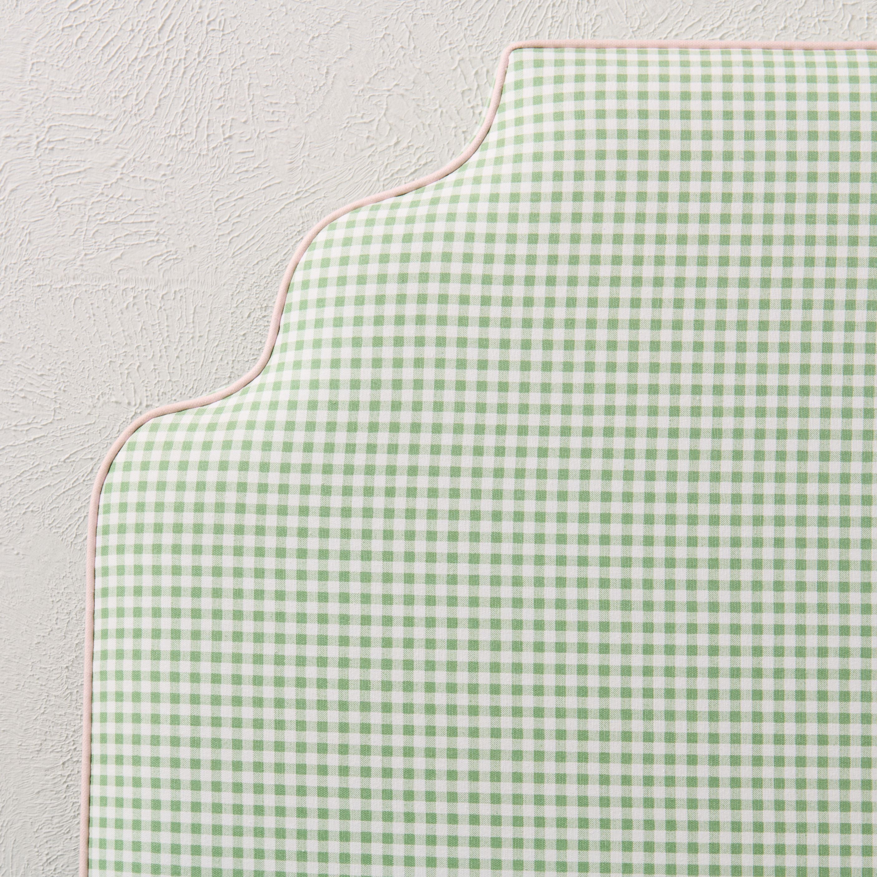 65”H Twin Headboard only - Green Gingham Fabric with Pink Trim - Image 4
