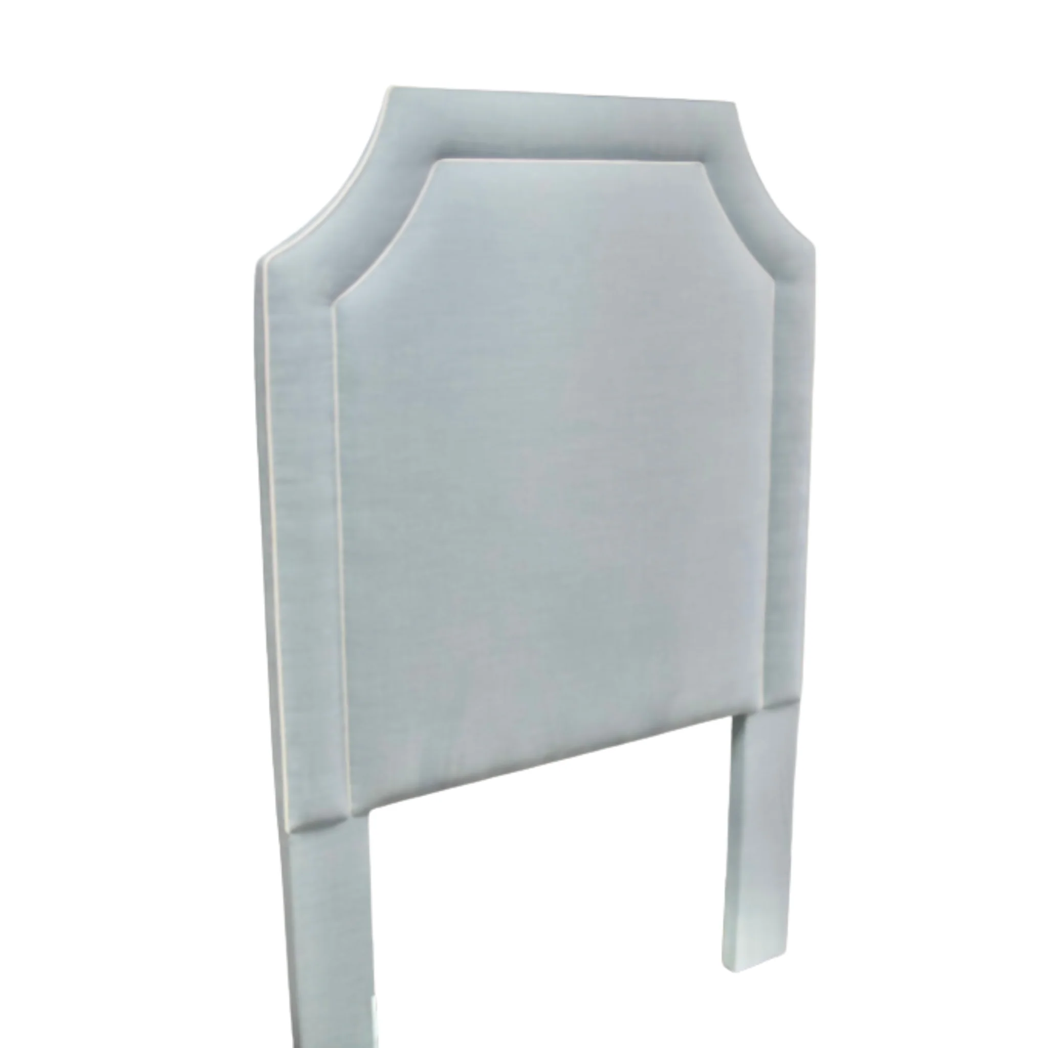 65”H Twin Headboard only - Sky Blue Woven Fabric with White Trim