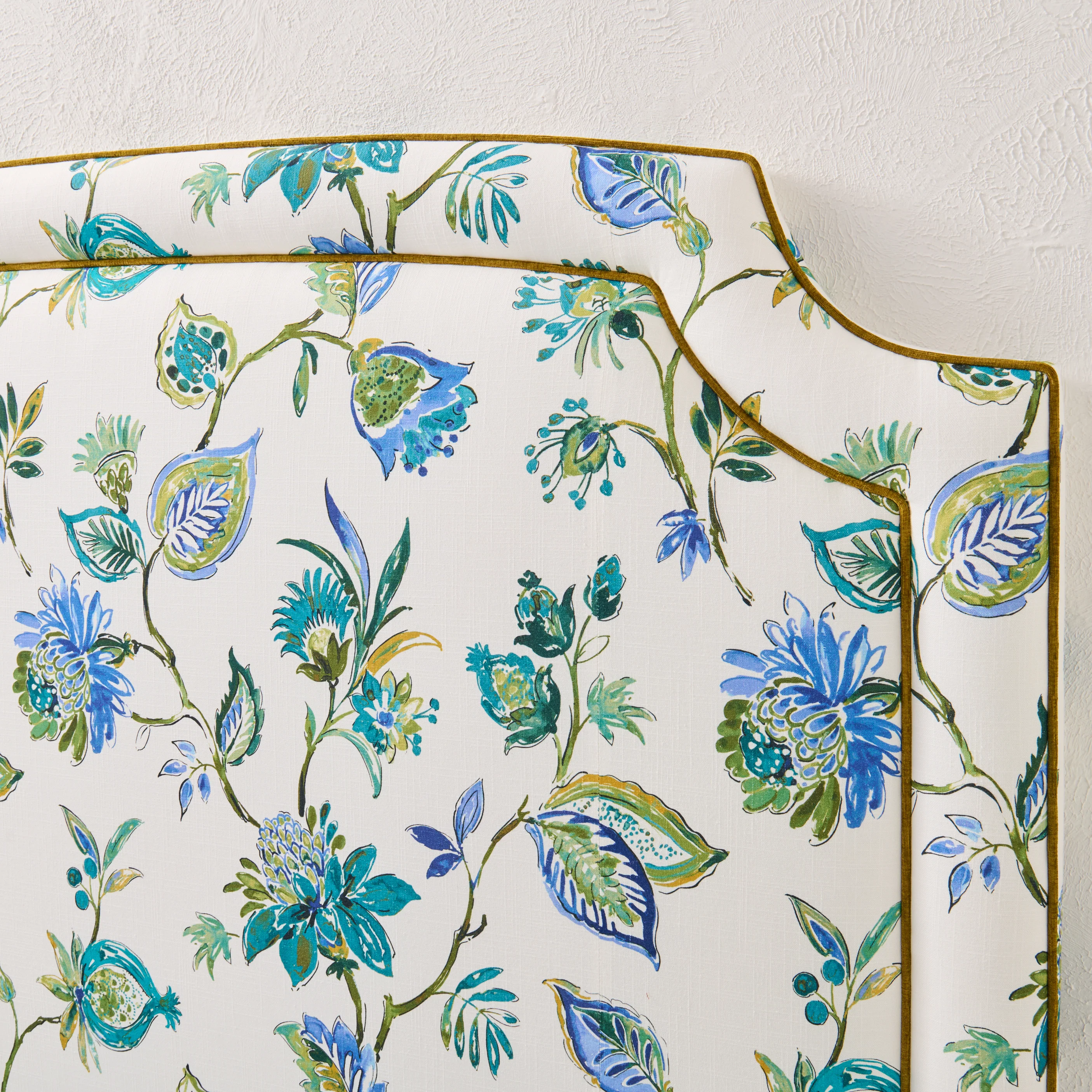 65"H King Headboard in Floral Bouquet Fabric - Contrast Trim - Image 2