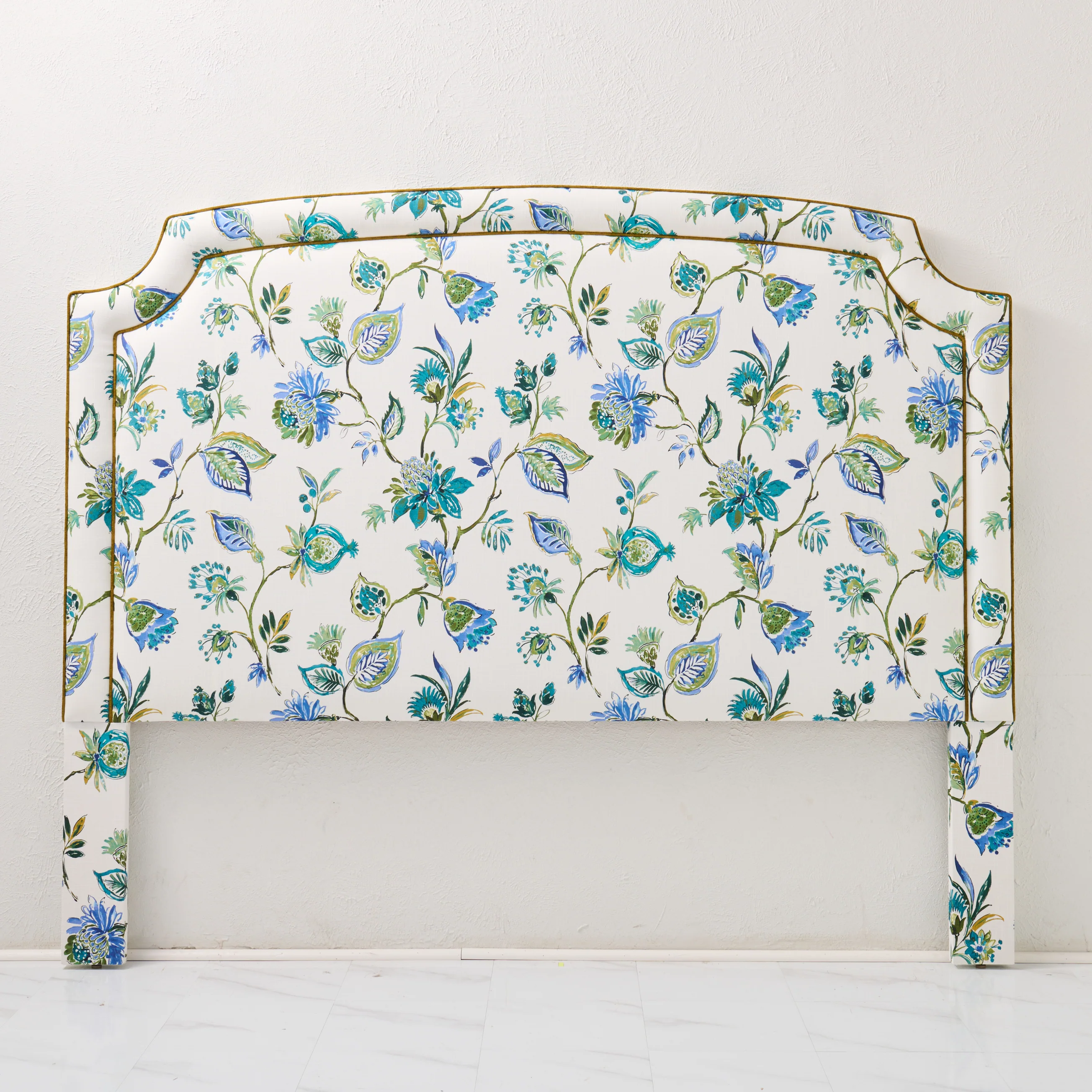 65"H King Headboard in Floral Bouquet Fabric - Contrast Trim - Image 7