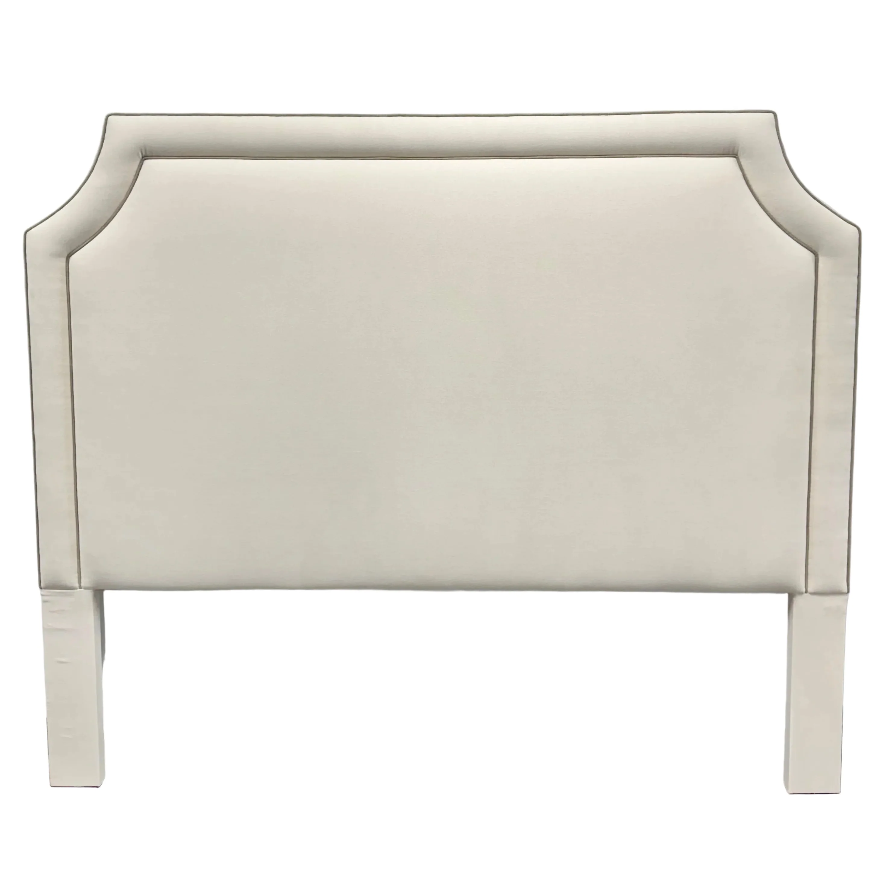 65"H King Headboard in Oat Meal Woven Fabric - Mushroom Trim