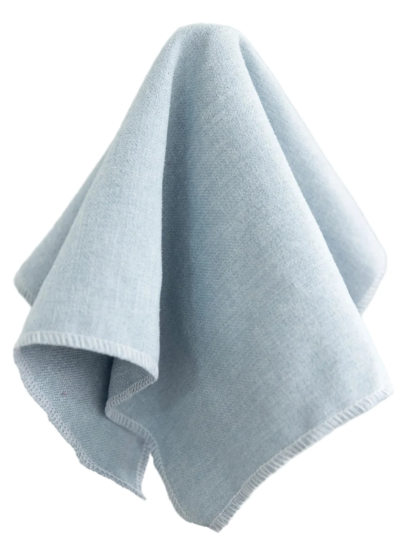 65"H King Headboard in Sky Blue Woven Fabric - White Trim - Image 3