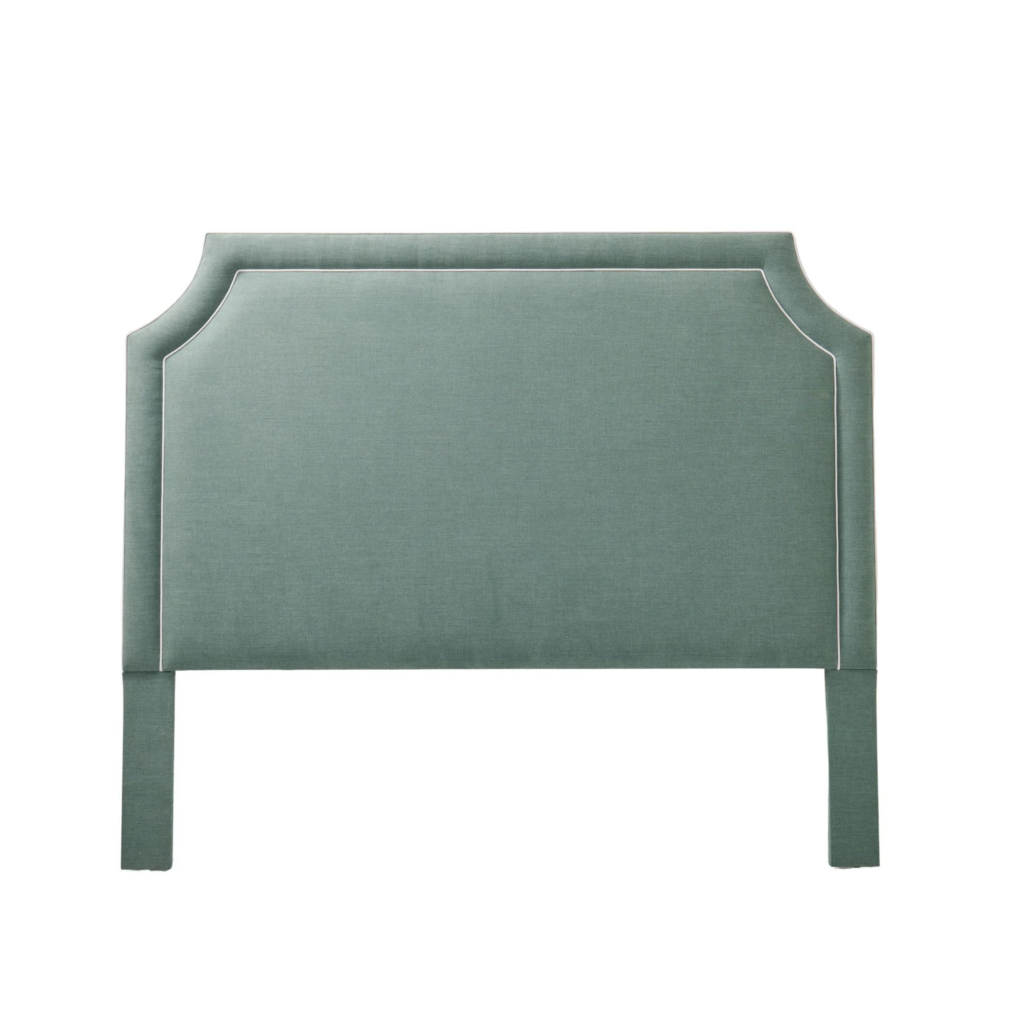 65"H King Headboard in Sage Woven Fabric - White Trim