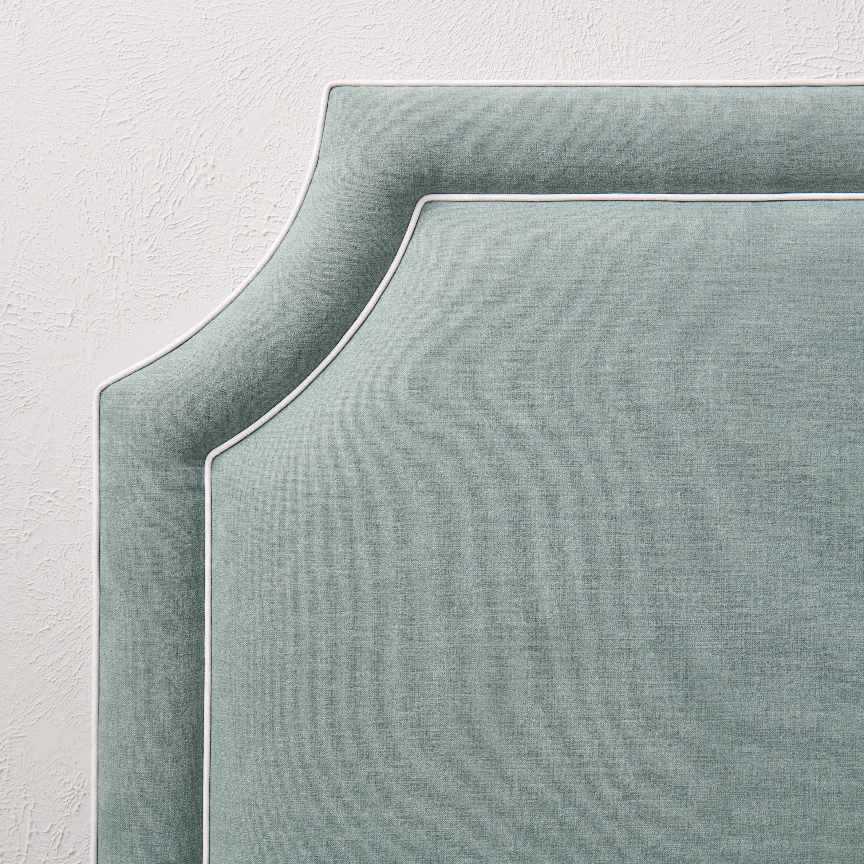 65"H King Headboard in Sage Woven Fabric - White Trim - Image 4