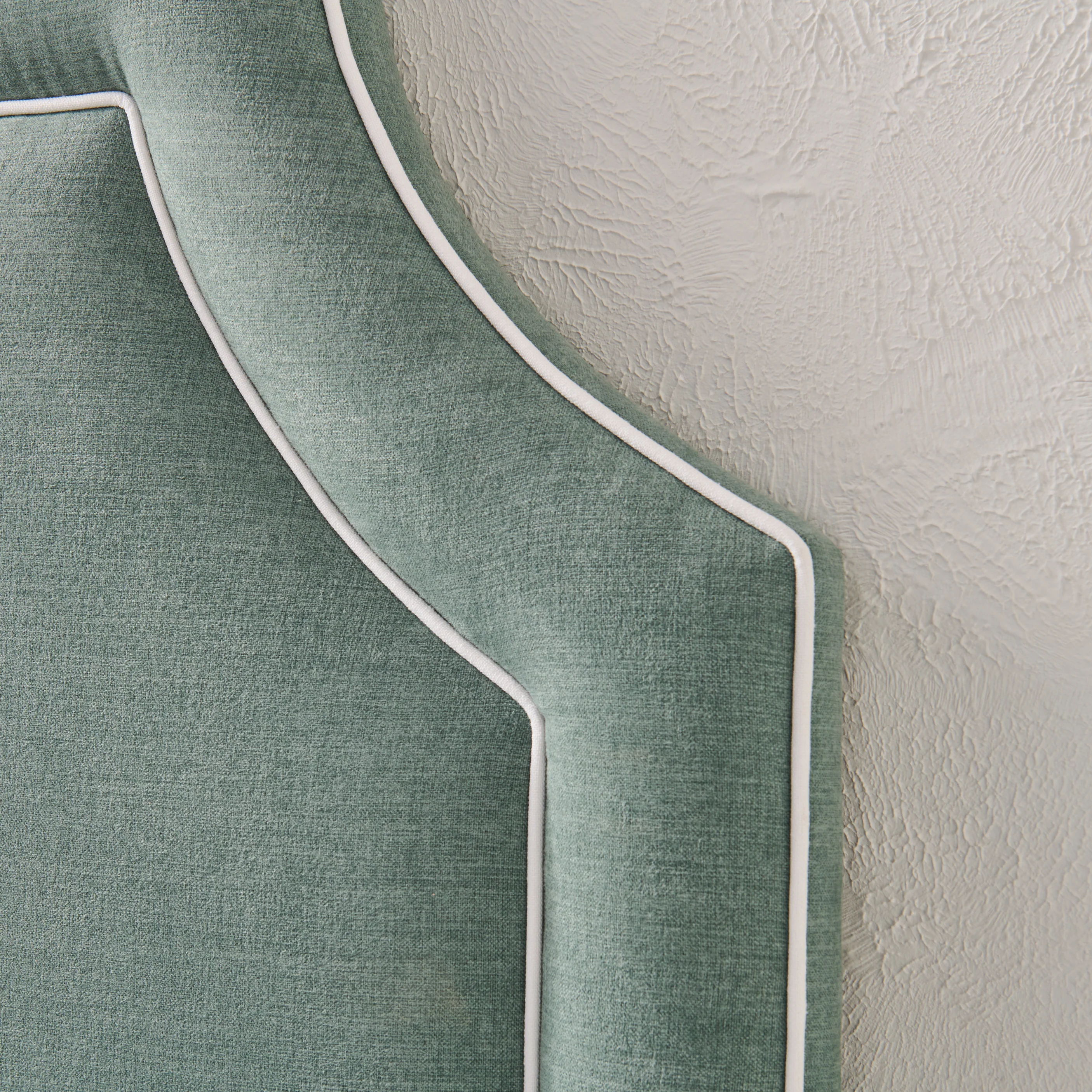 65"H King Headboard in Sage Woven Fabric - White Trim - Image 6