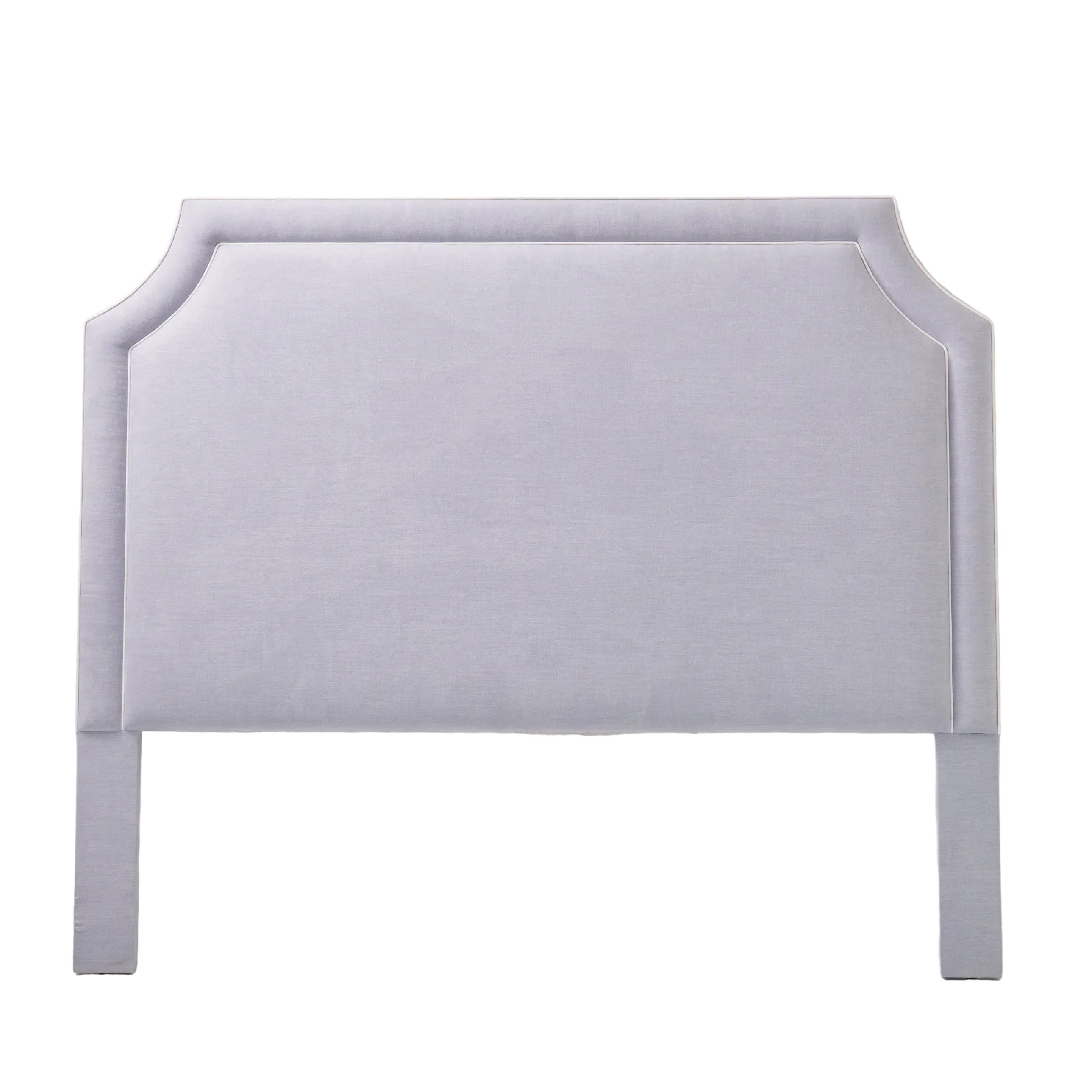65"H King Headboard in Smoke Gray Woven Fabric - White Trim