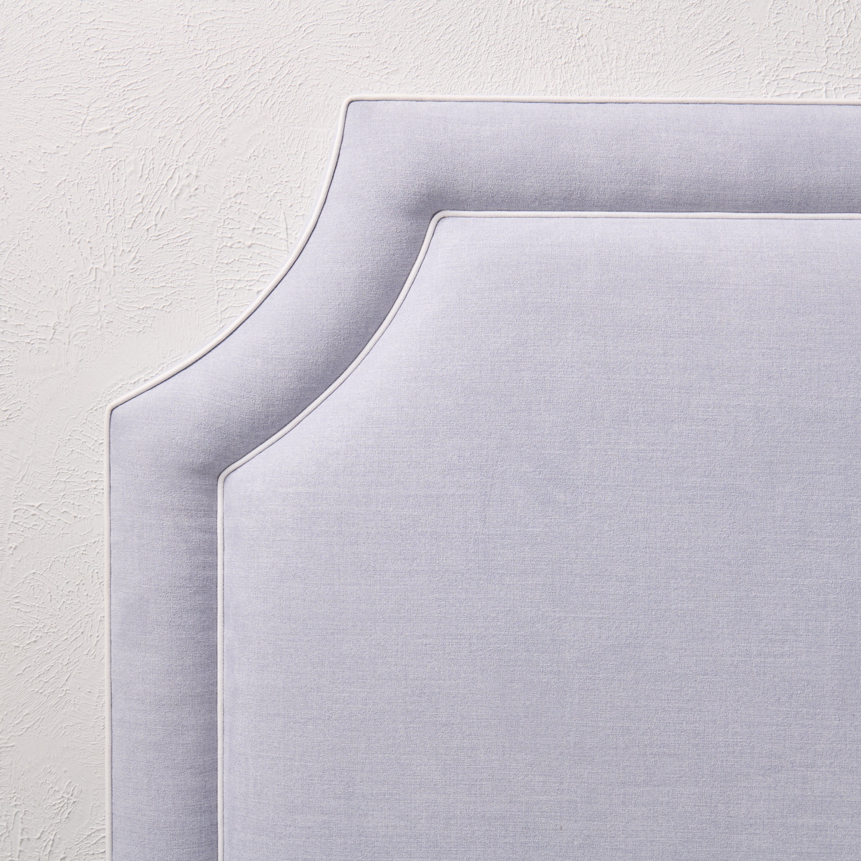 65"H King Headboard in Smoke Gray Woven Fabric - White Trim - Image 2