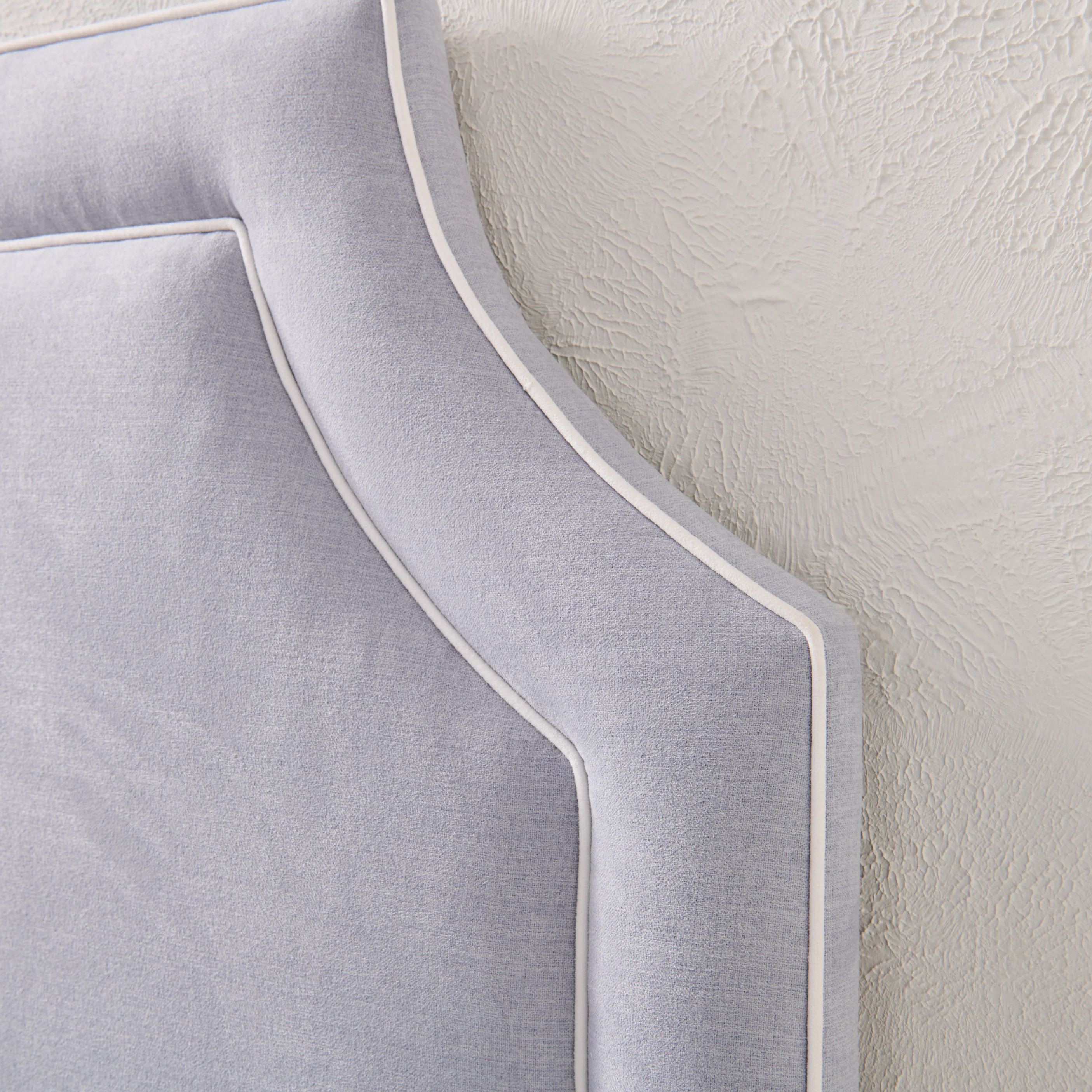 65"H King Headboard in Smoke Gray Woven Fabric - White Trim - Image 4