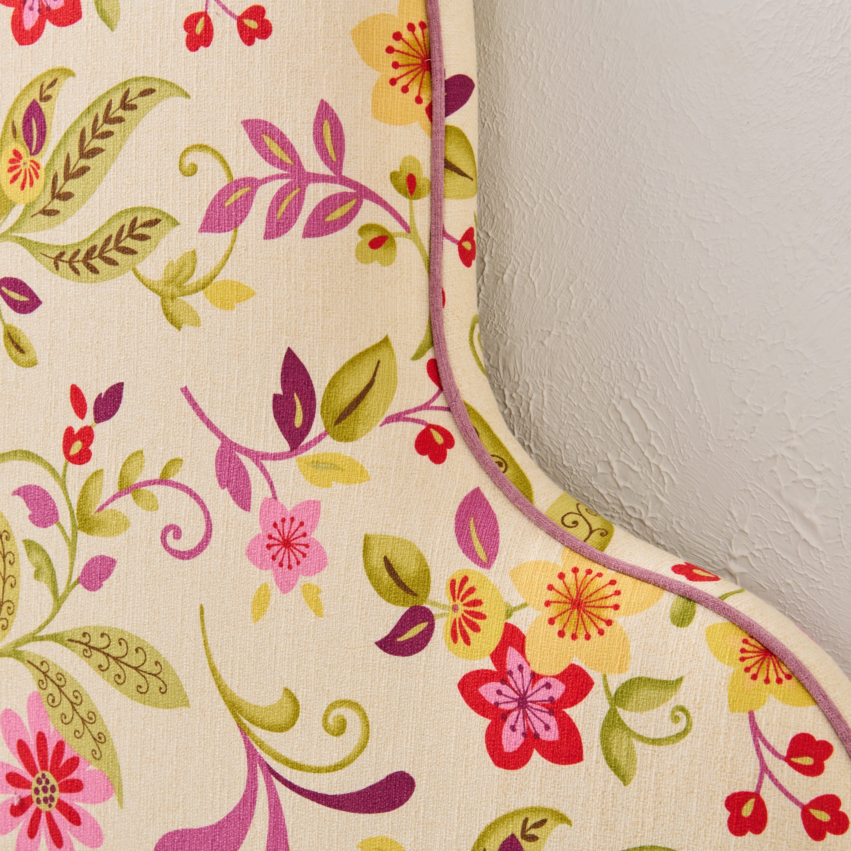 70"H King Headboard in Floral Fabriccut Fabric - Lavender Trim - Image 3